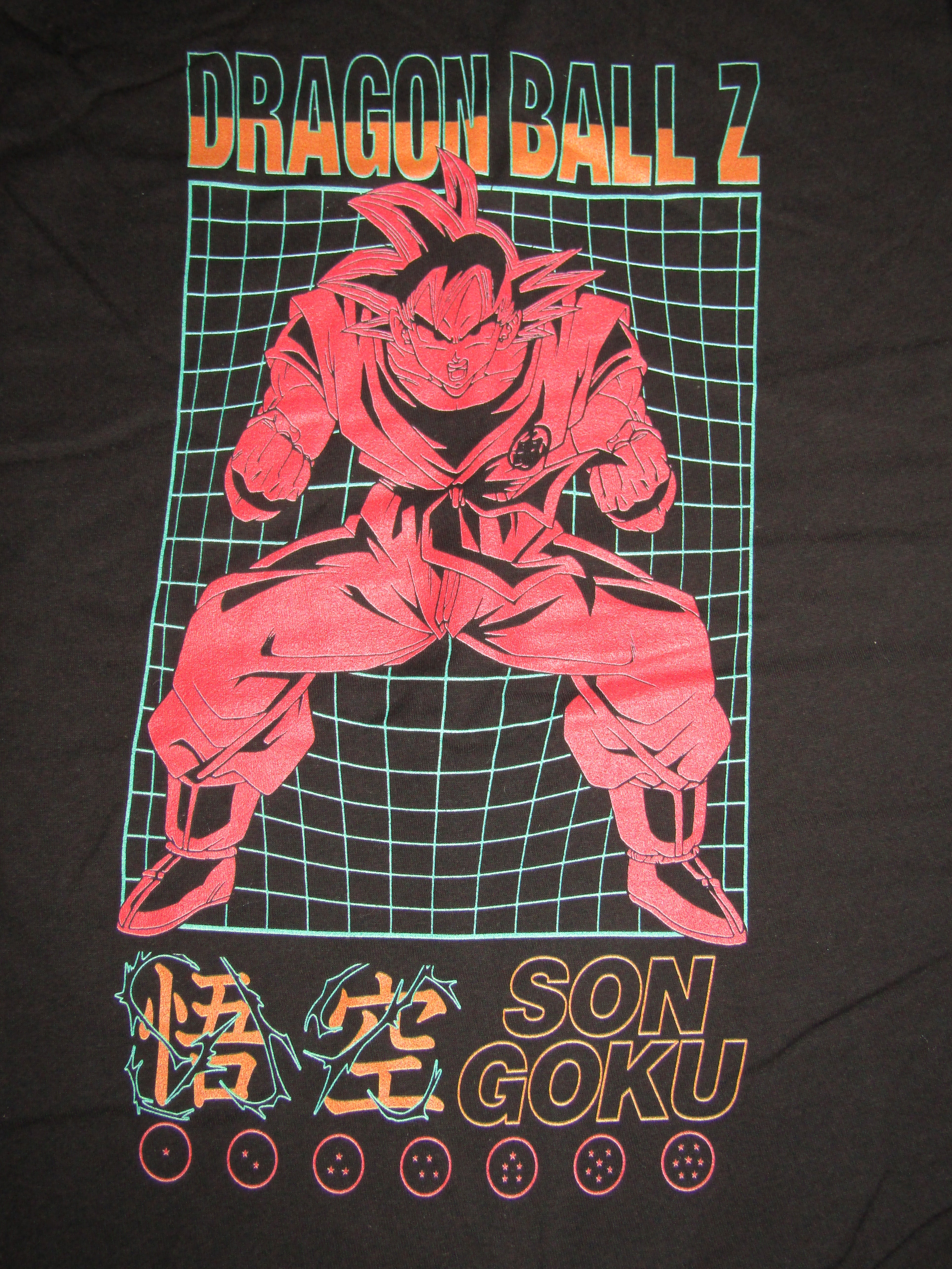 Dragon Ball Z Son Goku Kaio Ken Grid Men's Black T-shirt