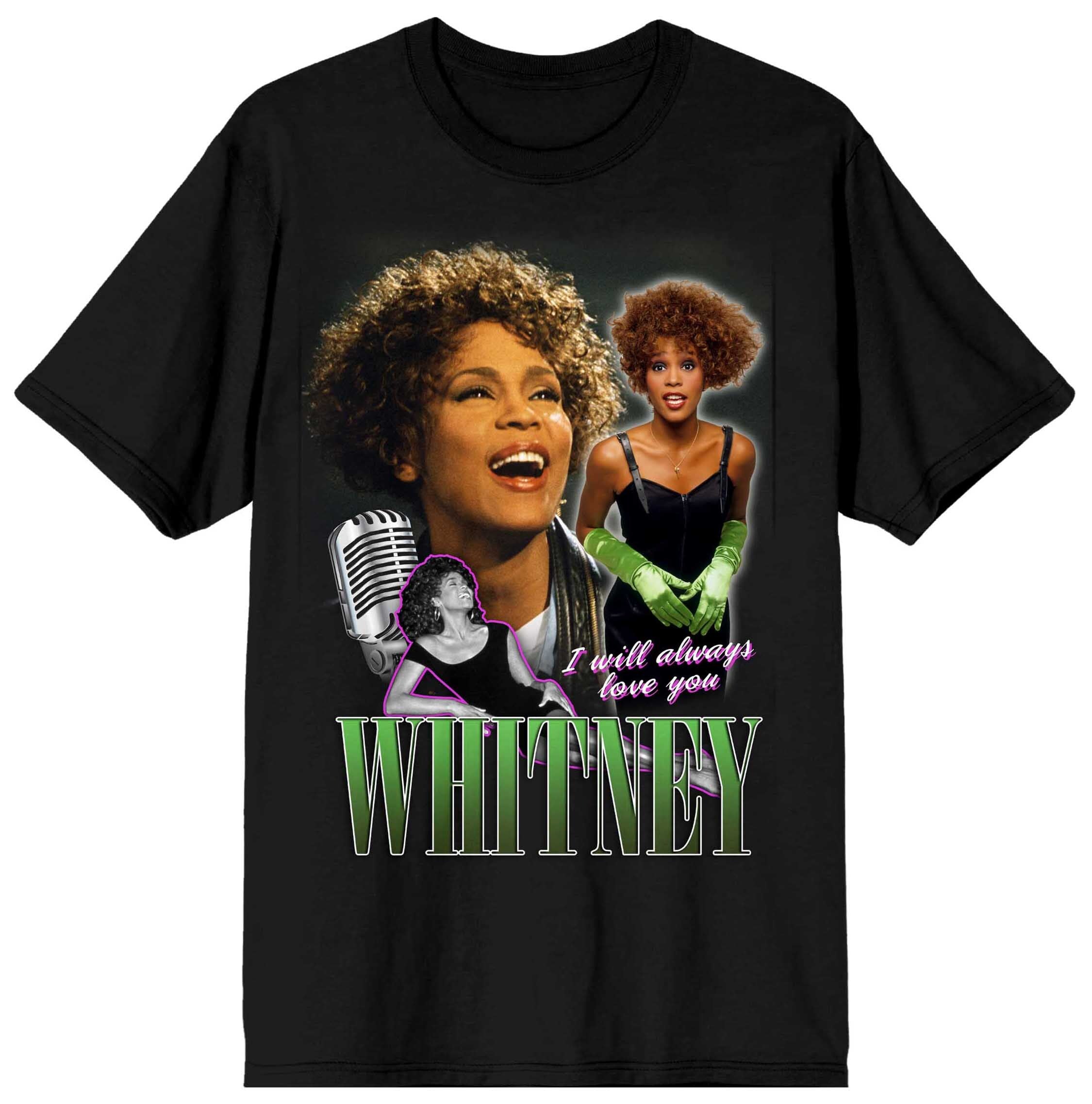 Whitney Houston I Will Always Love You Screen Print Men's Black T-shirt