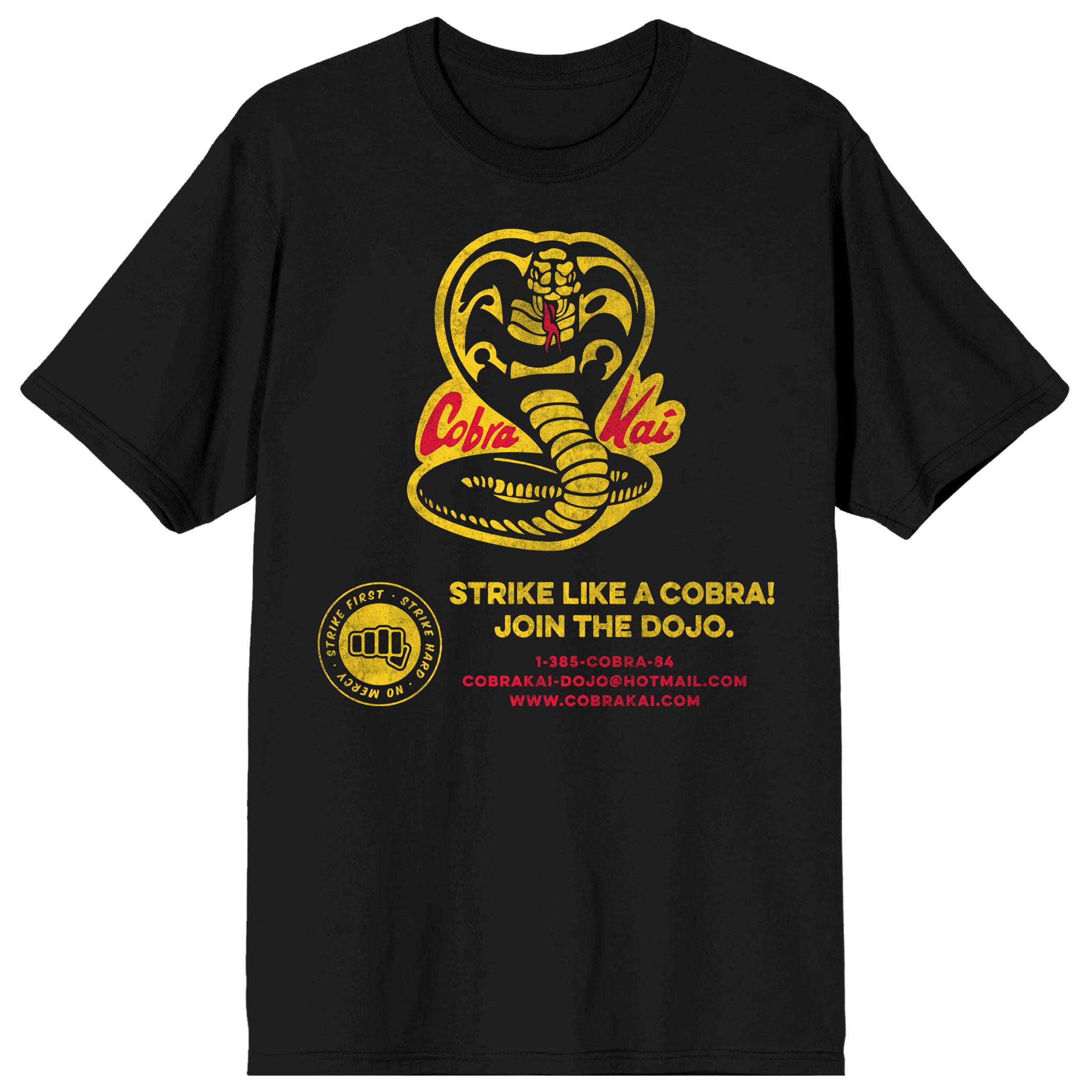 Cobra Kai Motto And Sign Up Info Crew Neck Men's Black T-shirt