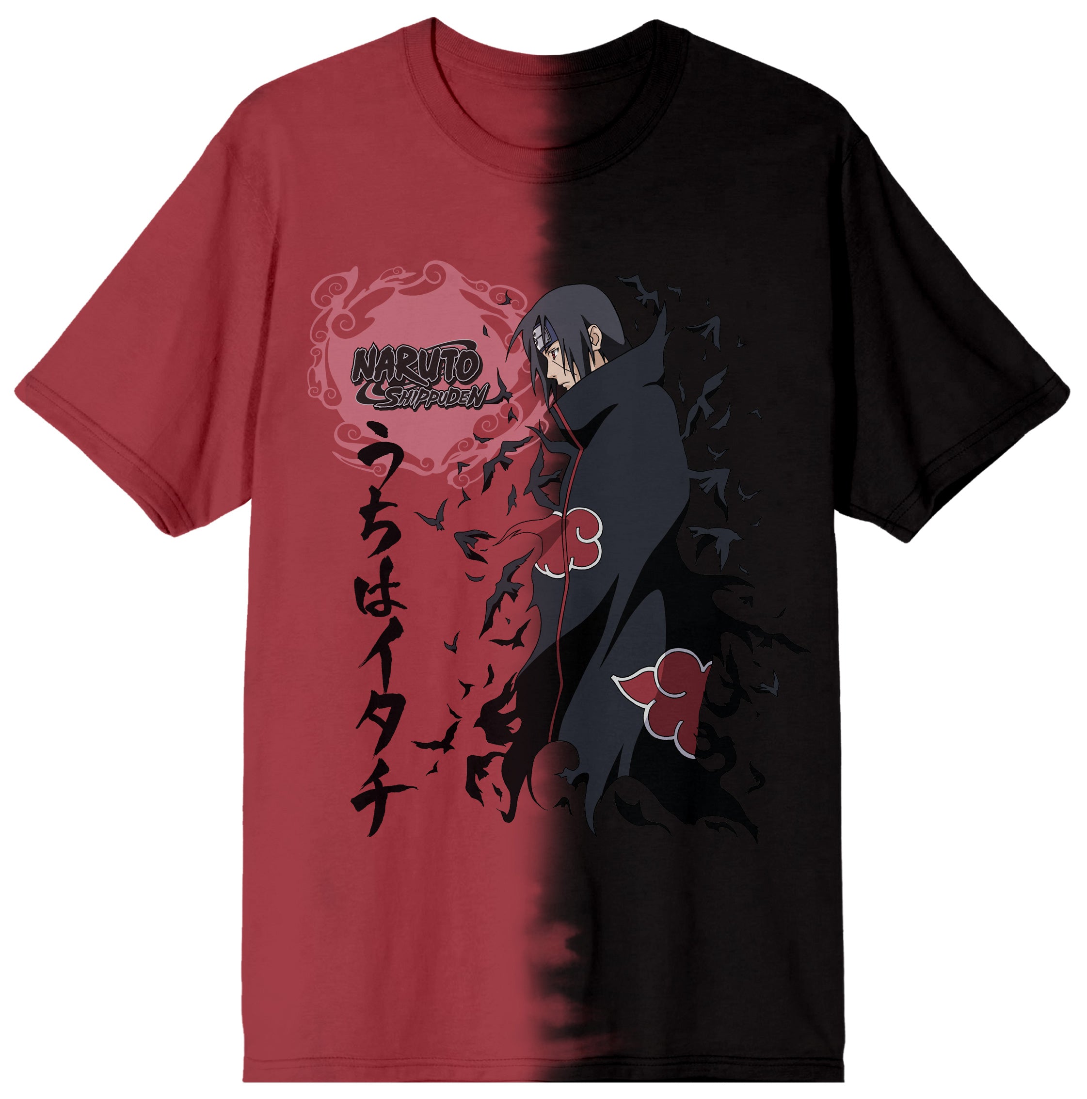 Naruto Shippuden Sasuke Akatsuki Split Dye Short Sleeve Tee