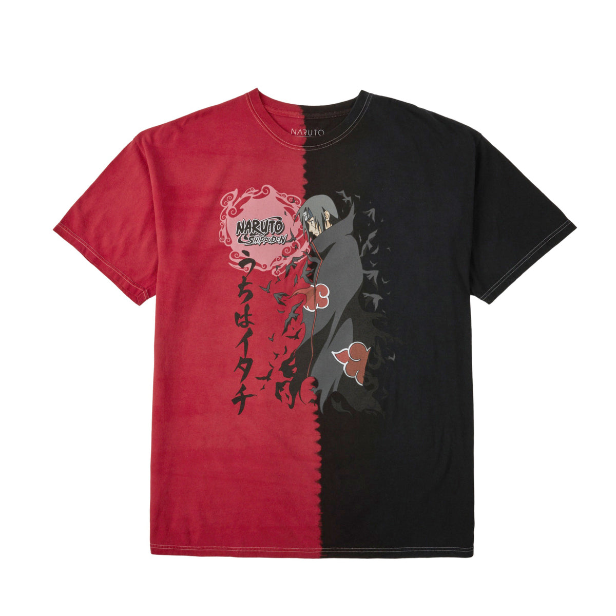 Naruto Shippuden Sasuke Akatsuki Split Dye Short Sleeve Tee
