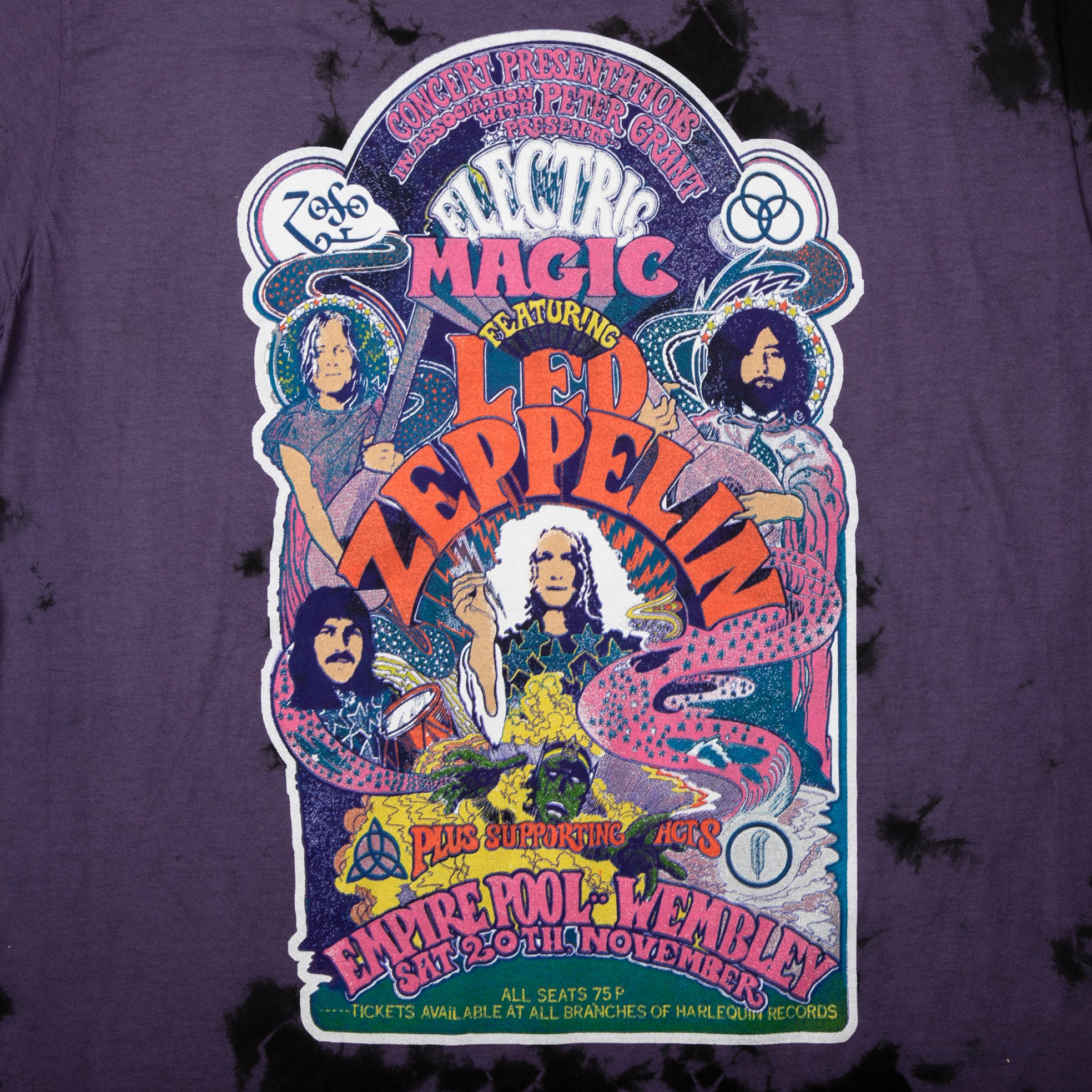 Led Zeppelin Electric Magic Colors T-Shirt - Sparse Purple Black Cloud Wash
