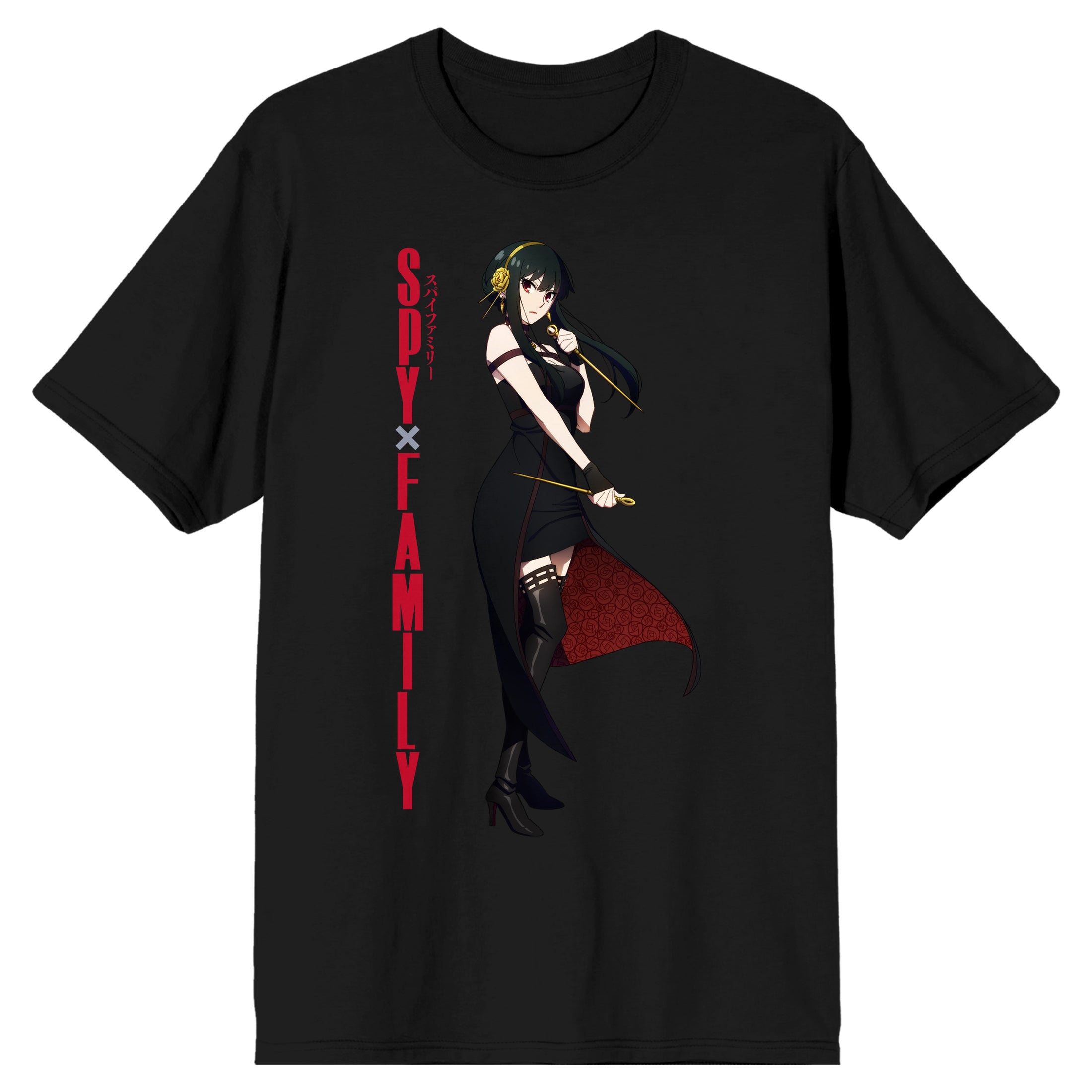 Spy X Family Yor Forger Crew Neck Short Sleeve Men's Black T-shirt
