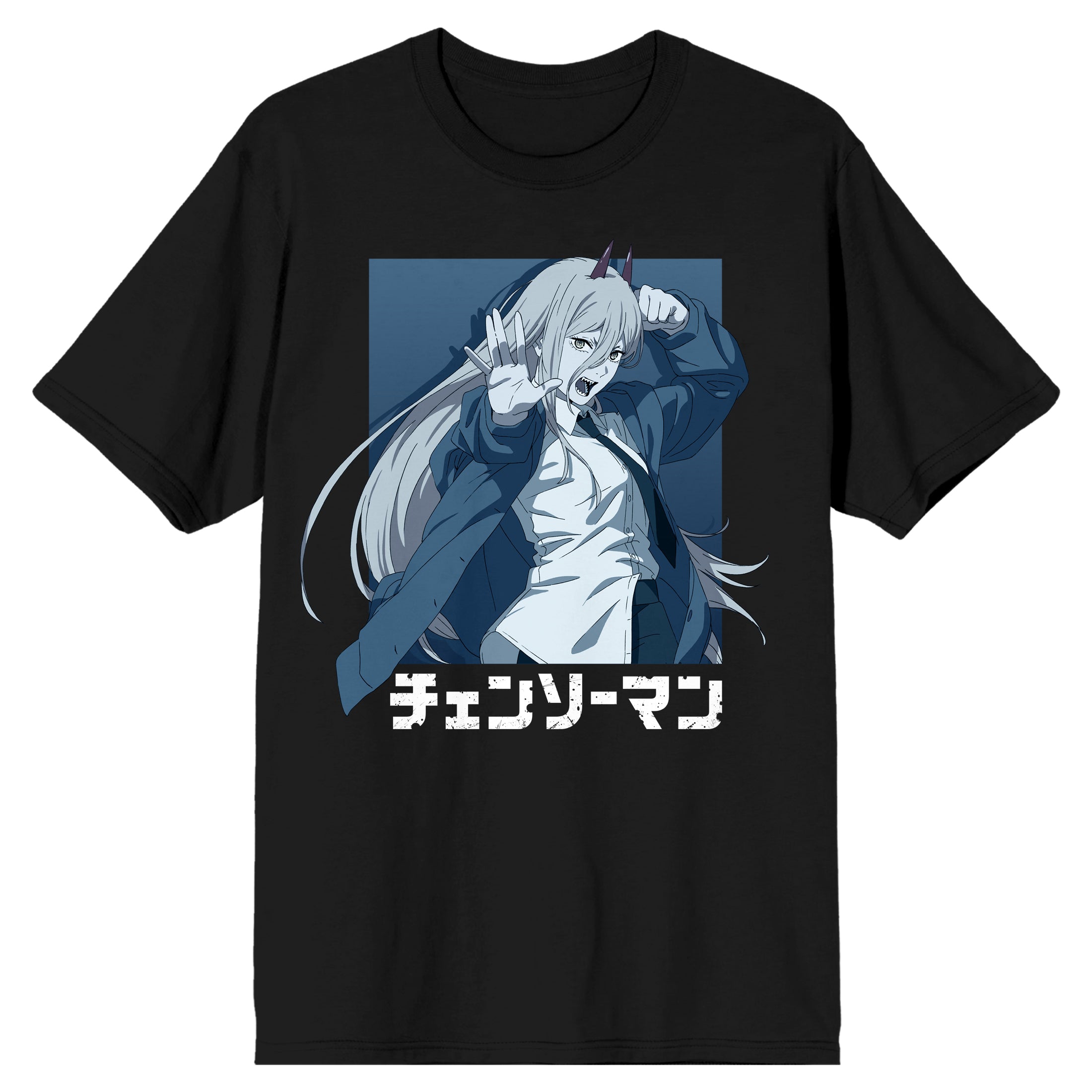 Chainsaw Man Pawa Crew Neck Short Sleeve Men's Black T-shirt