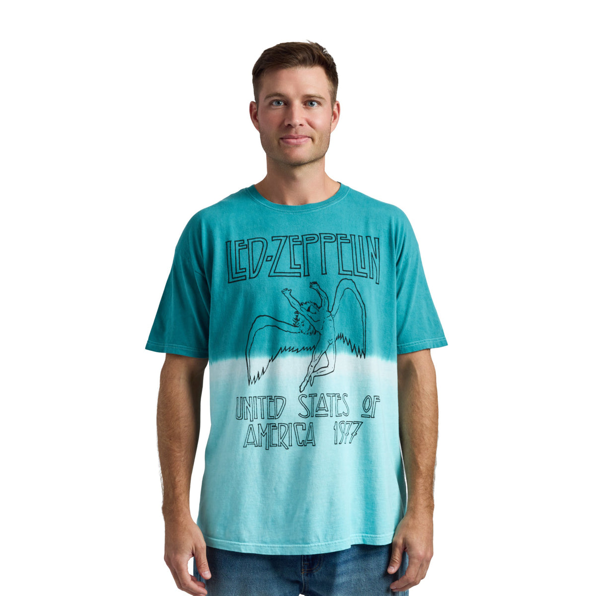 Led Zeppelin Teal Ombre Short Sleeve Tee for Men