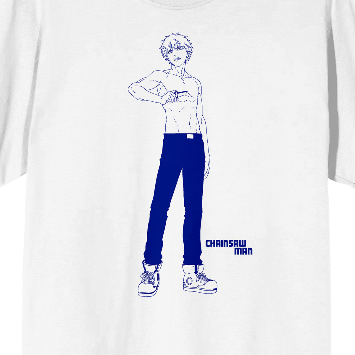 Chainsaw Man Denji Crew Neck Short Sleeve Men's White T-shirt