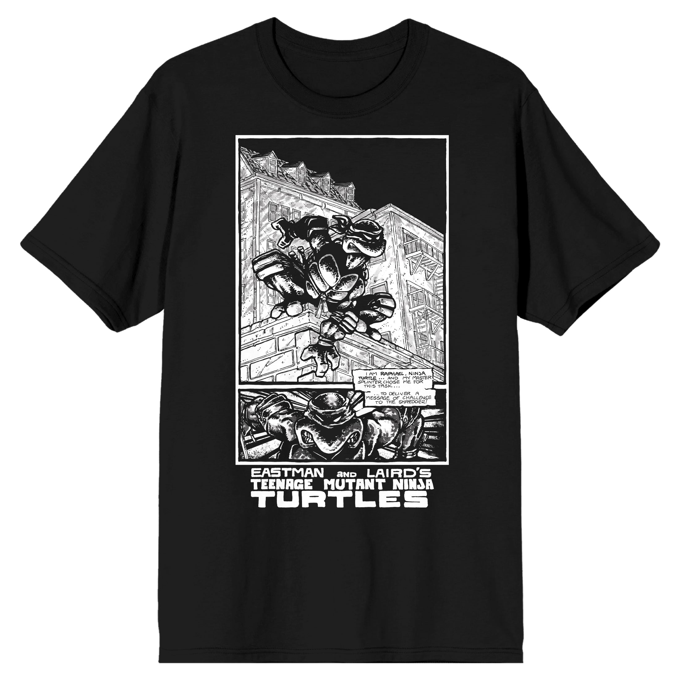 TMNT Comic Origins Raphael Comic Art Men's Black Short Sleeve Crew Neck Tee