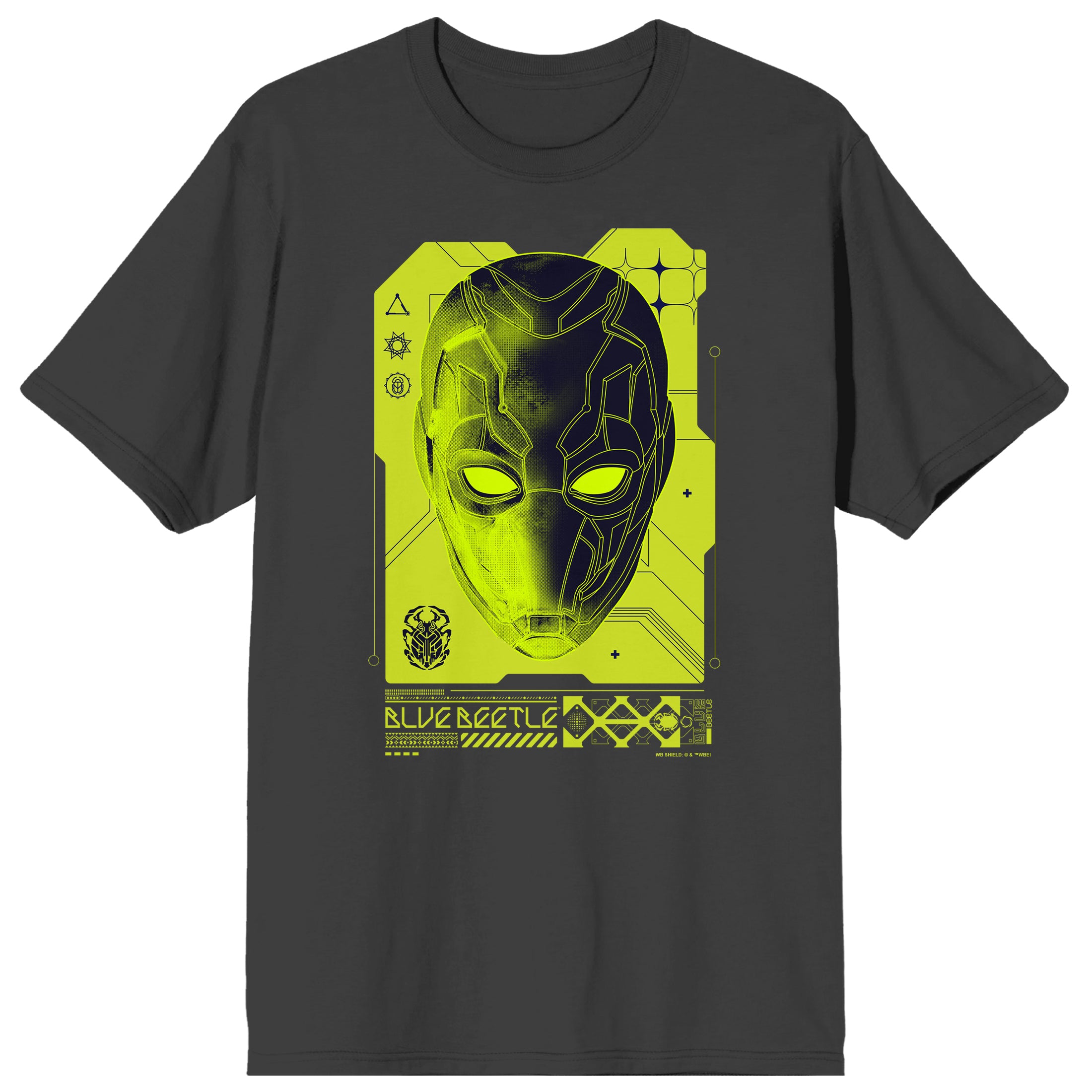 Blue Beetle Mask Crew Neck Short Sleeve Charcoal Men's T-shirt