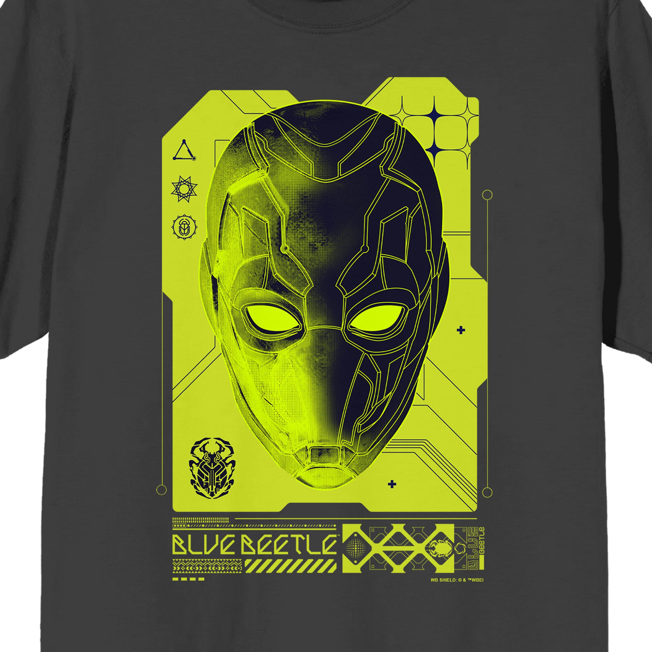 Blue Beetle Mask Crew Neck Short Sleeve Charcoal Men's T-shirt