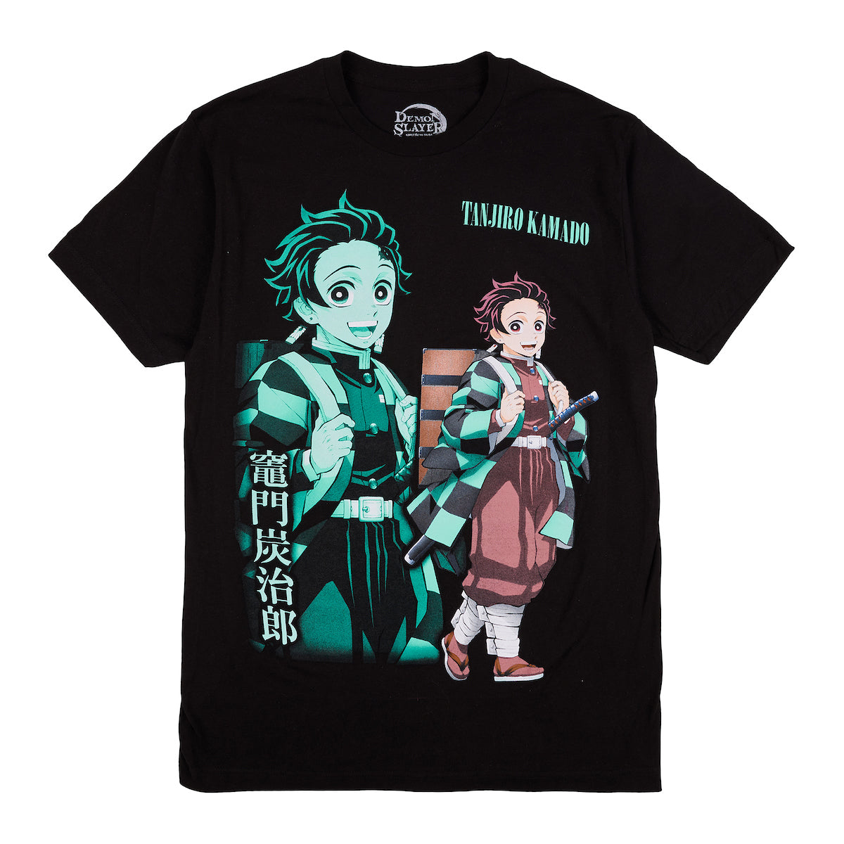 Demon Slayer Oversized Tanjiro Graphics Crew Neck Short Sleeve Men's Black T-shirt
