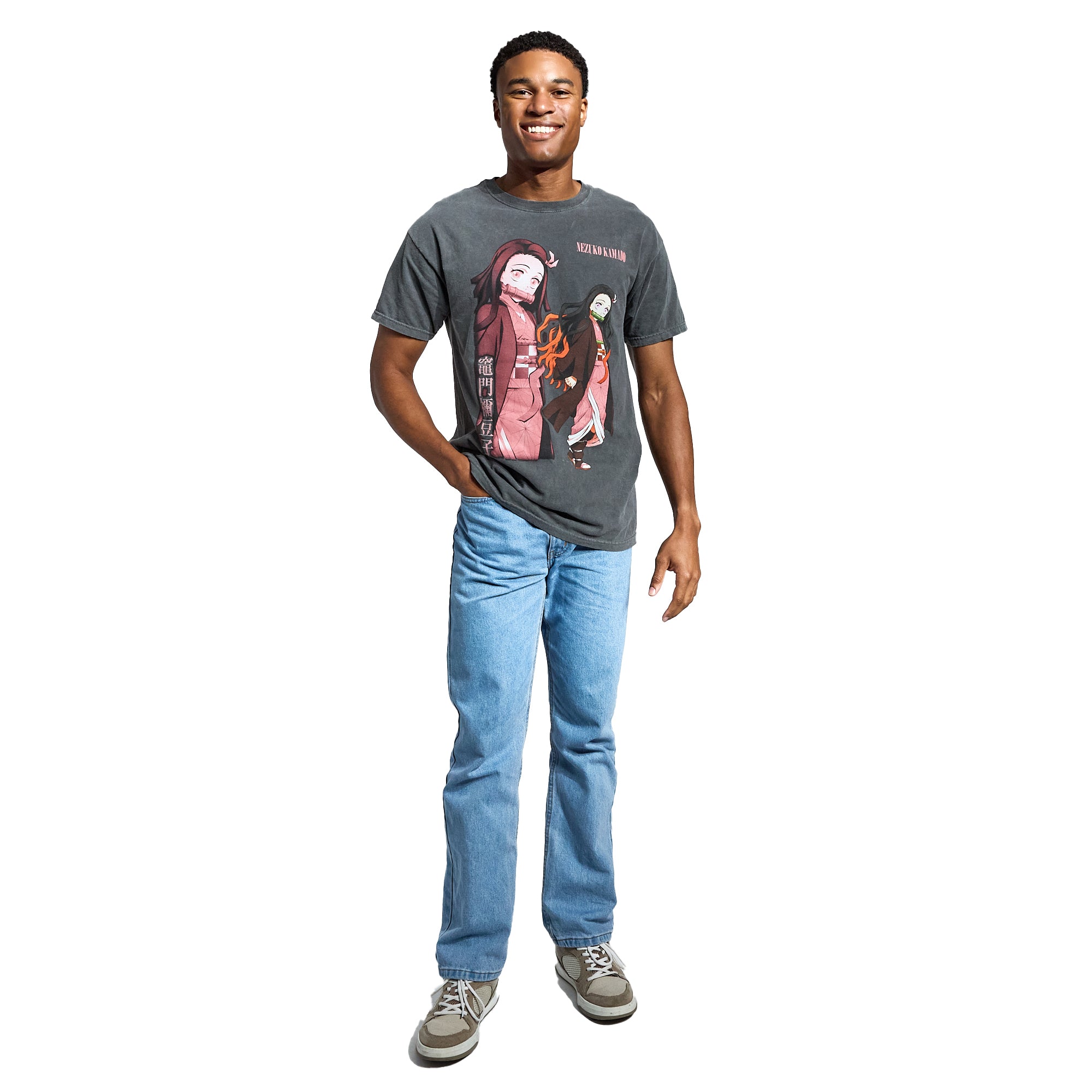 Demon Slayer Side-By-Side Nezuko Men's Black Crew Neck Short Sleeve T-shirt