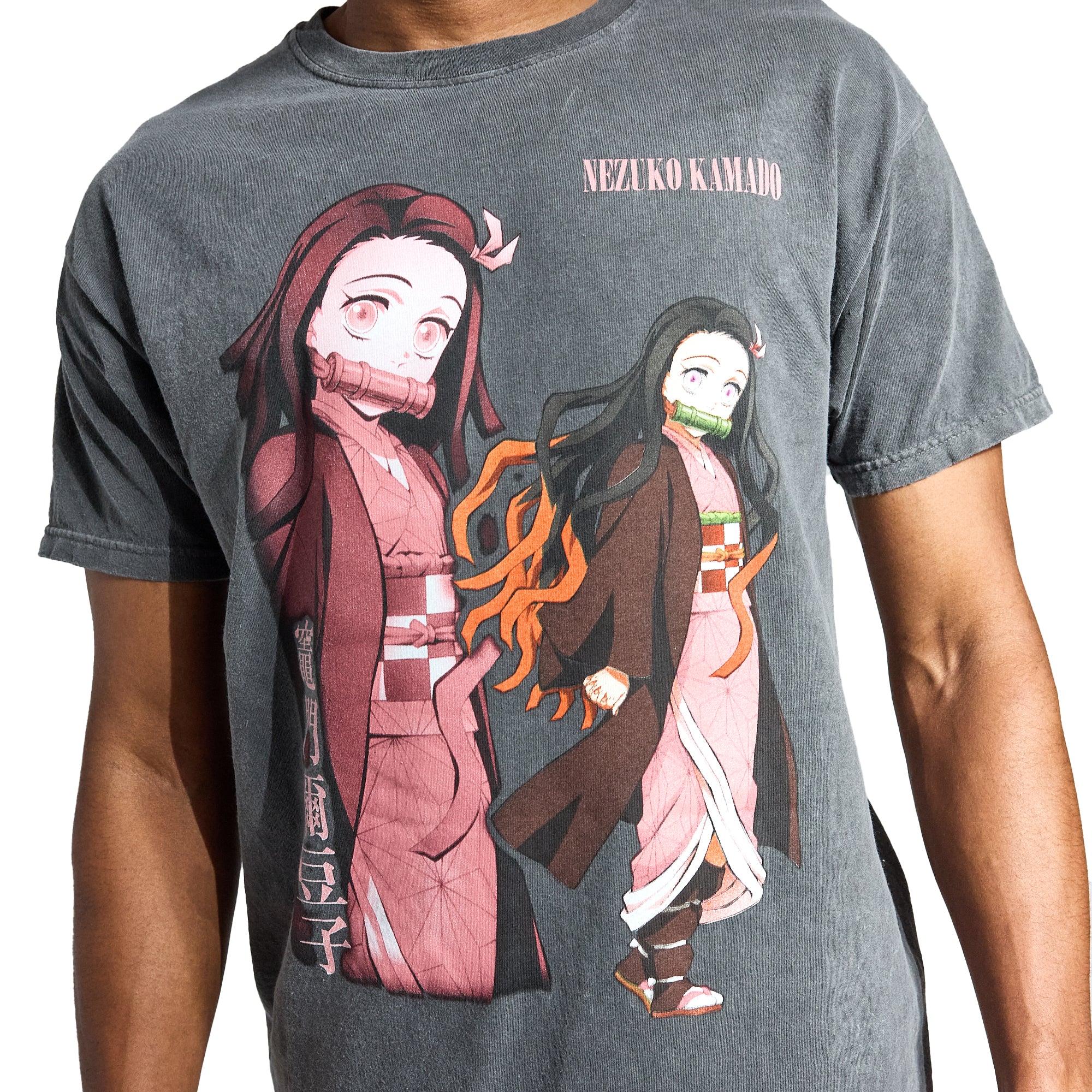 Demon Slayer Side-By-Side Nezuko Men's Black Crew Neck Short Sleeve T-shirt