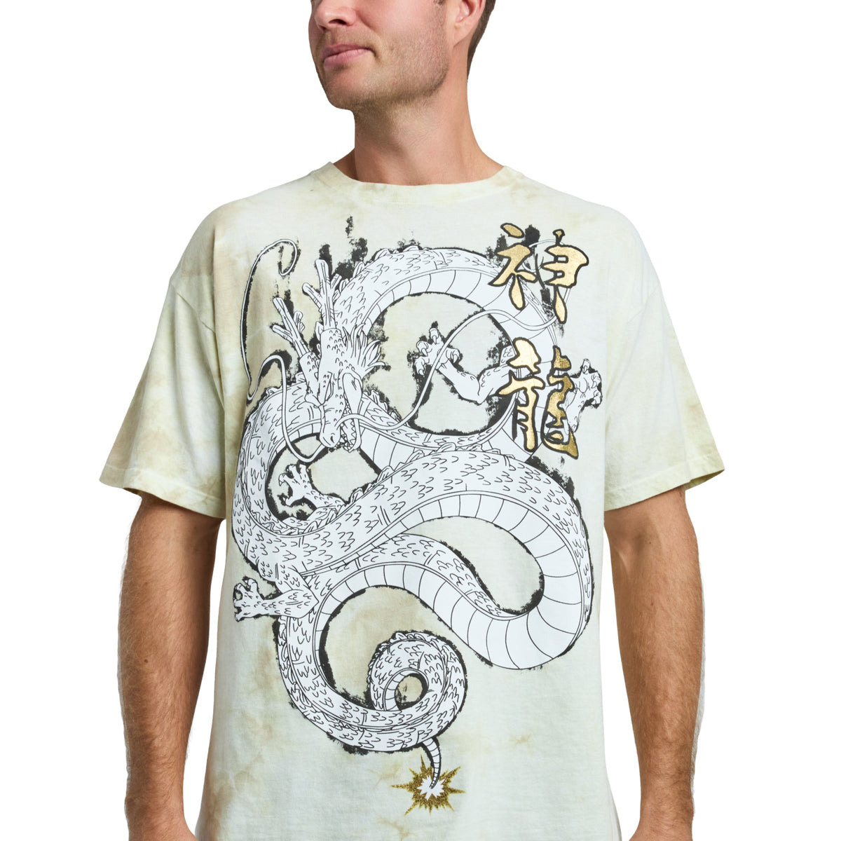 Dragon Ball Z Oversize Dragon Foil Kanji Wash Tee for Men