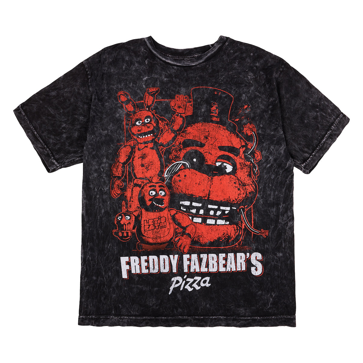 Five Nights At Freddy's Oversized Freddy Fazbear's Pizza Graphic Crew Neck Short Sleeve Men's Black T-shirt