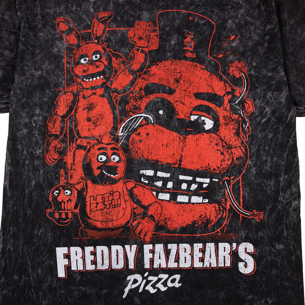 Five Nights At Freddy's Oversized Freddy Fazbear's Pizza Graphic Crew Neck Short Sleeve Men's Black T-shirt