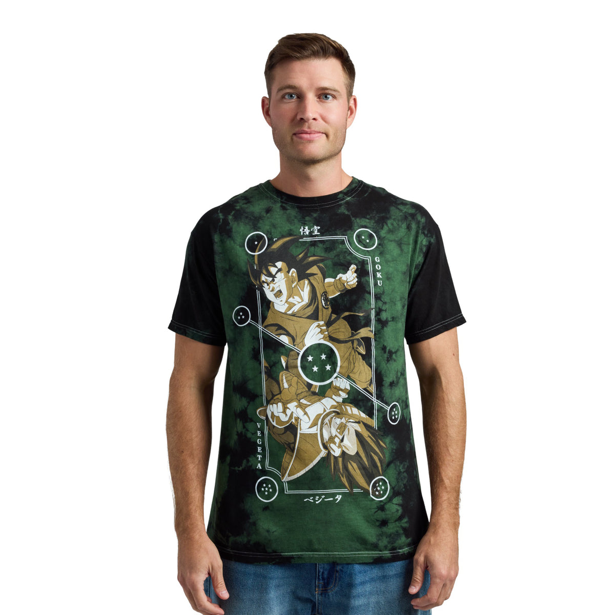 Dragon Ball Z Goku Vegeta Playing Card Wash Tee Shirt for Men