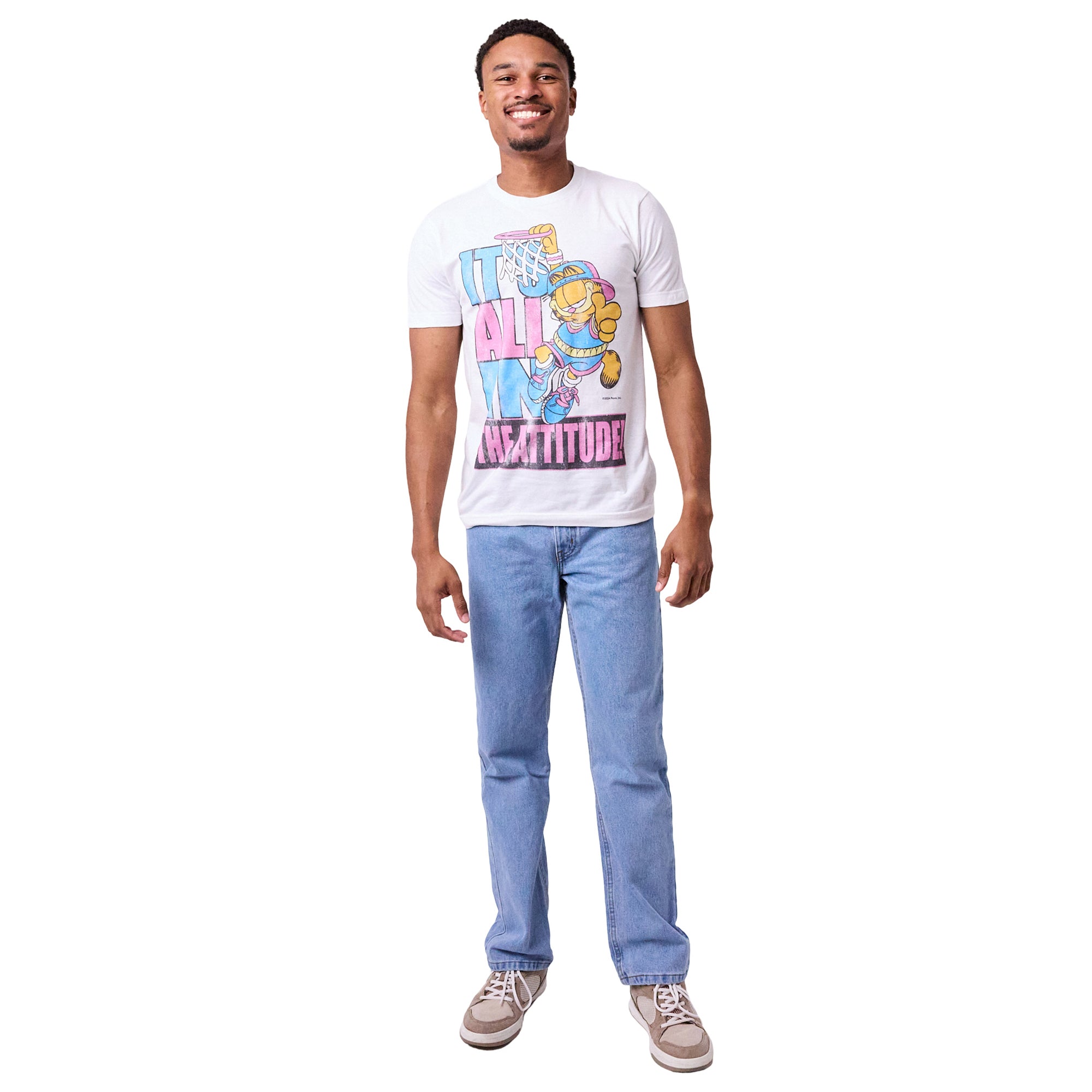 Garfield It's All In The Attitude Men's White Crew Neck Short Sleeve T-shirt
