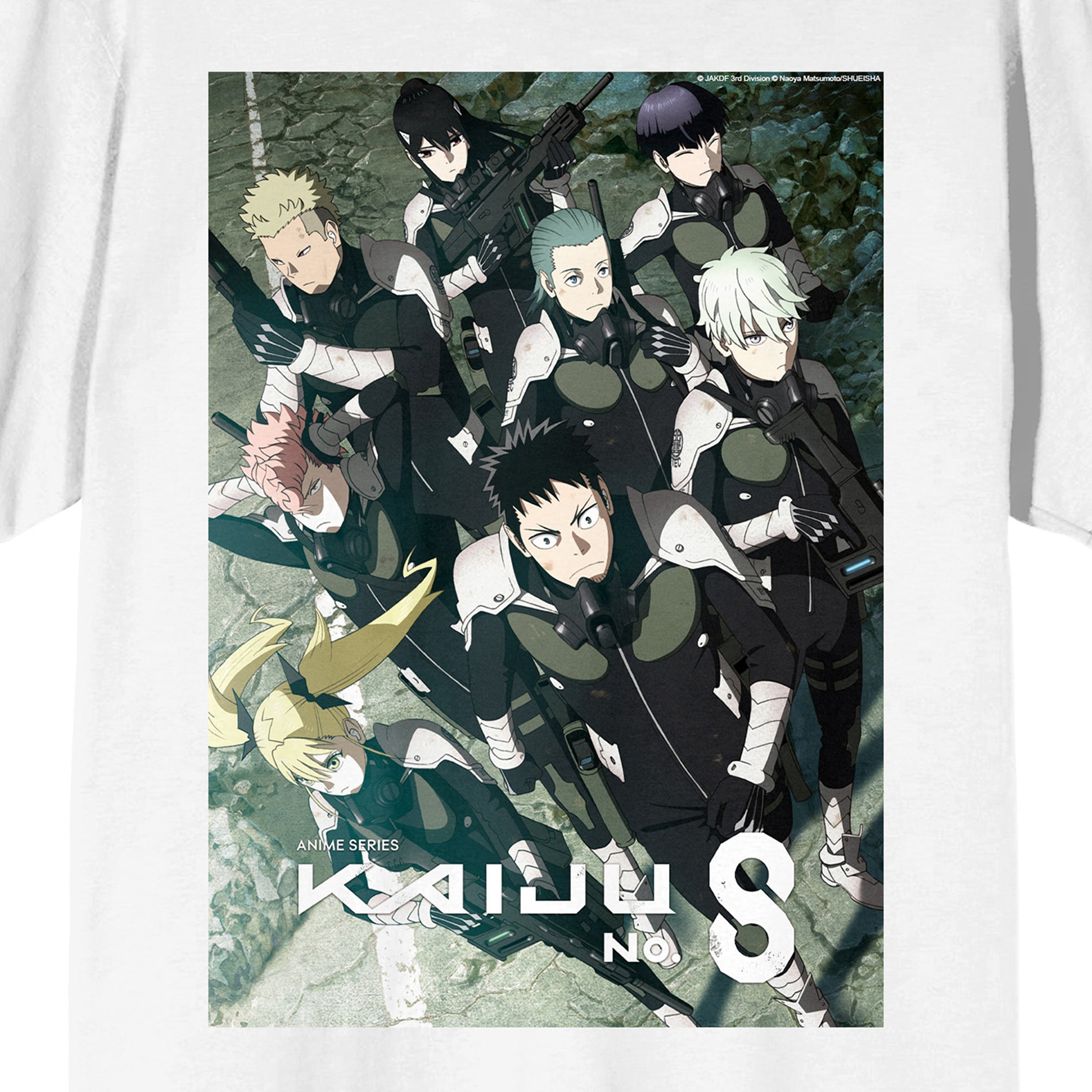 Kaiju No. 8 Key Character Art Men's White Short Sleeve Tee