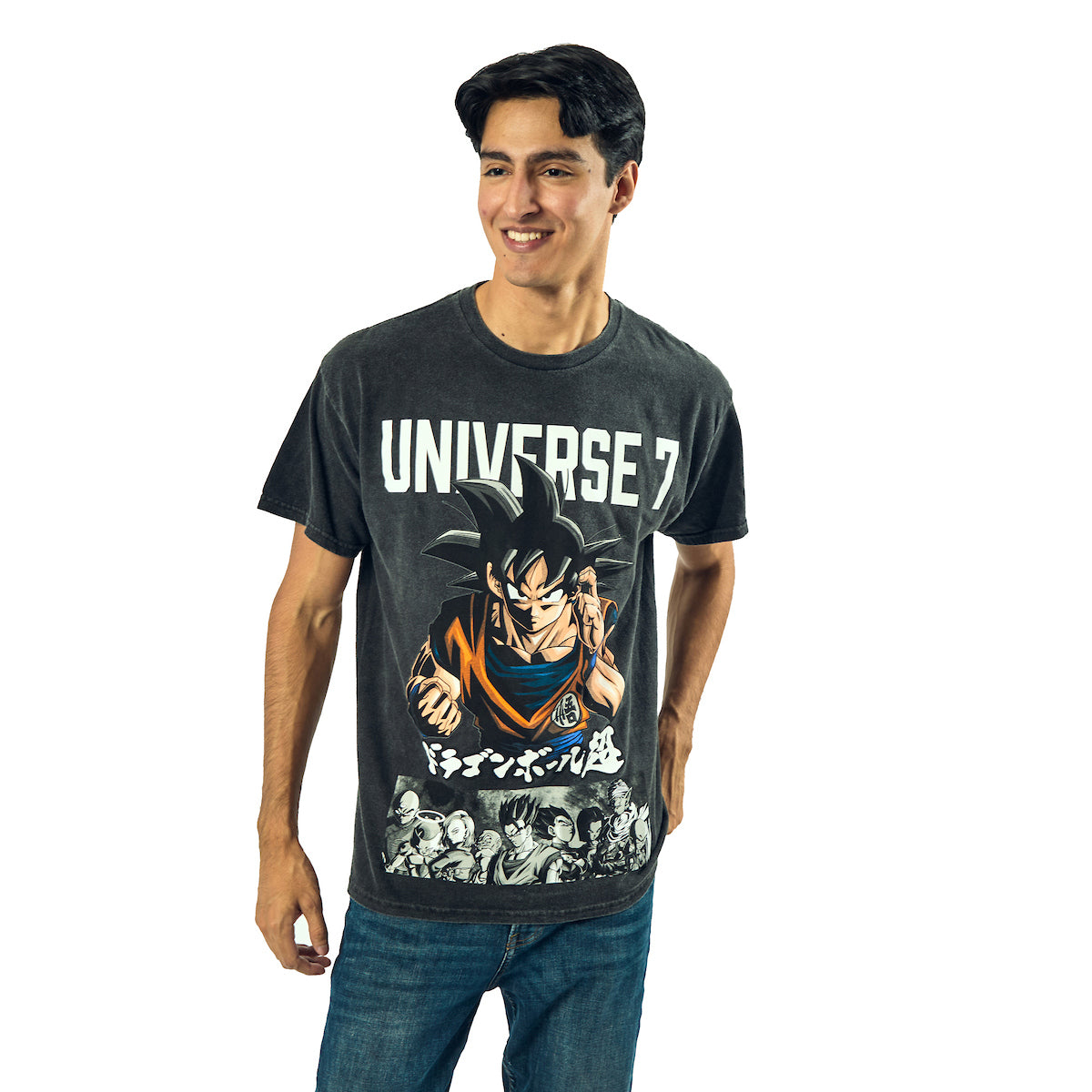 Dragon Ball Super Oversized Universe 7 Goku Crew Neck Short Sleeve Men's Black T-shirt