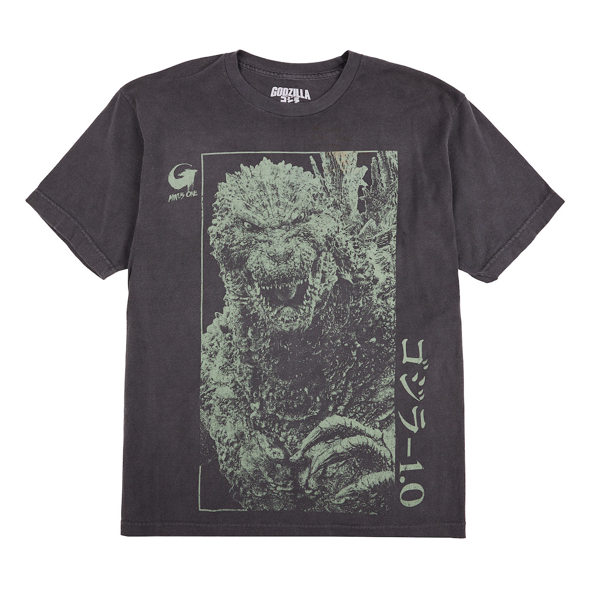 Godzilla Oversized Godzilla & Kanji Crew Neck Short Sleeve Men's Black T-shirt