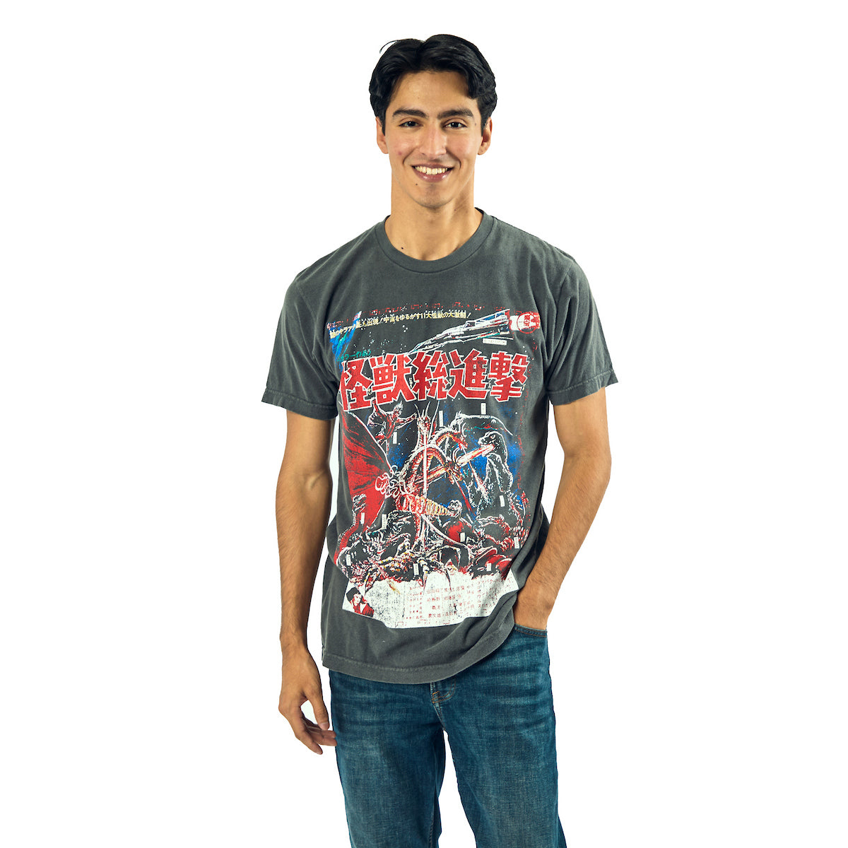 Godzilla Oversized Godzilla Vs. Gigan Poster Art Crew Neck Short Sleeve Men's Black T-shirt