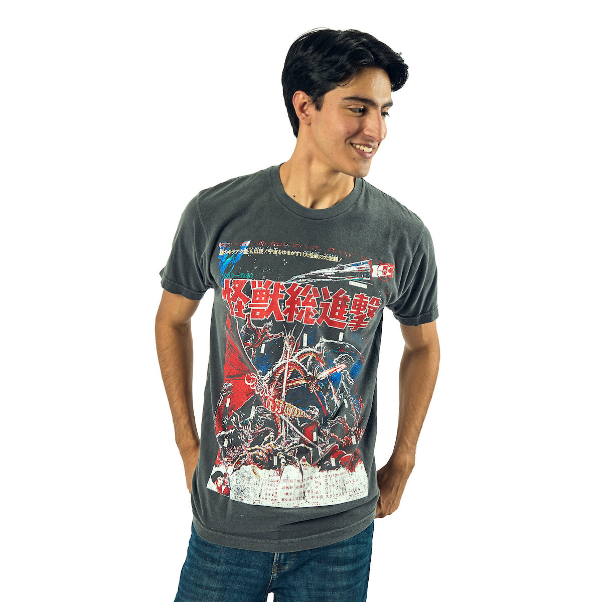 Godzilla Oversized Godzilla Vs. Gigan Poster Art Crew Neck Short Sleeve Men's Black T-shirt