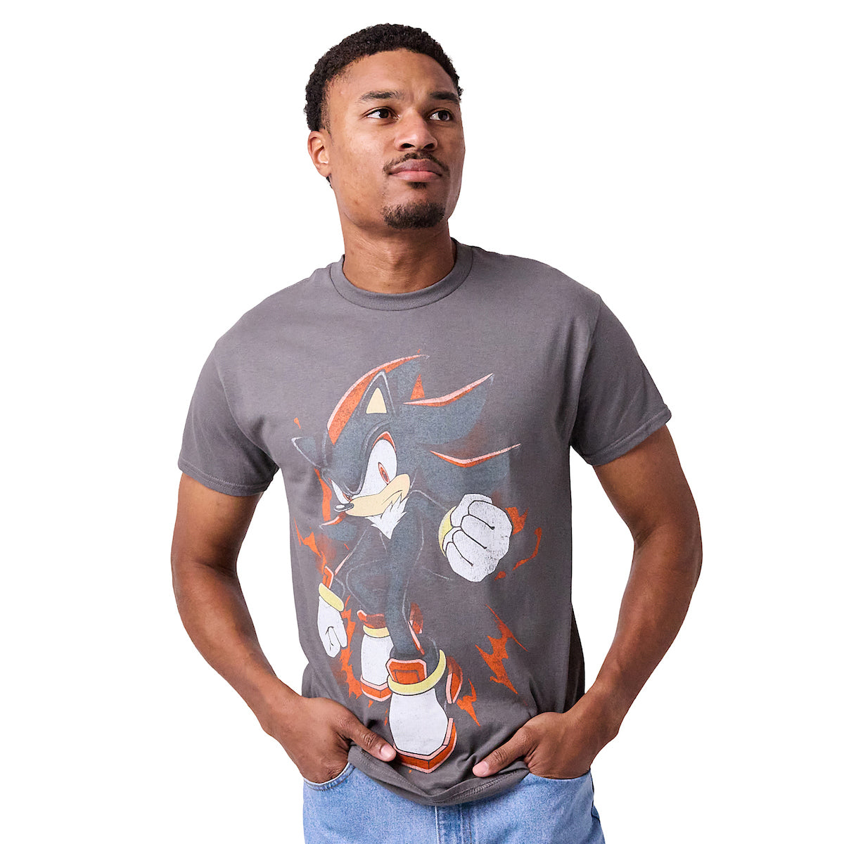 Sonic the Hedgehog Shadow Vintage Adult Black Crew Neck Short Sleeve Tee
