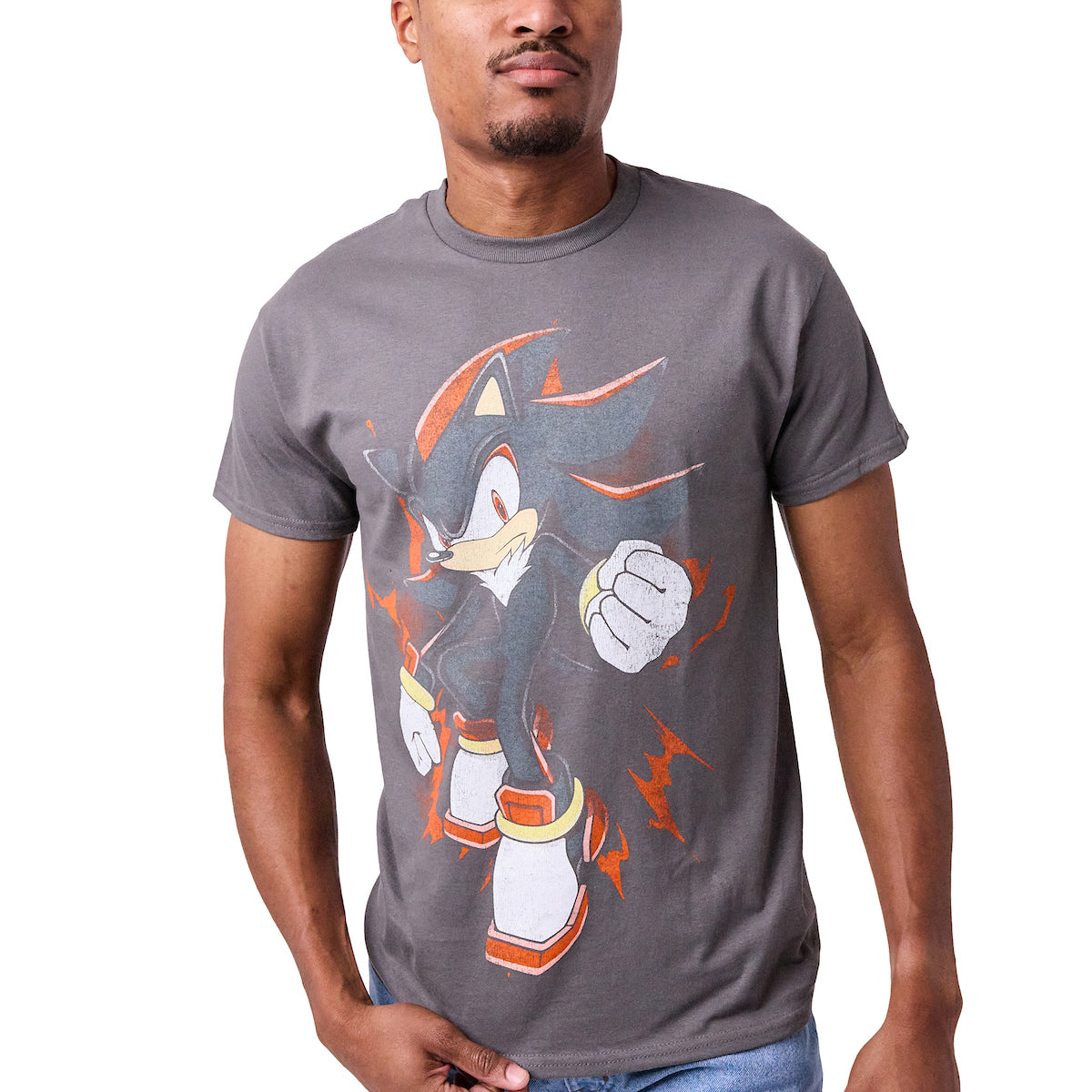 Sonic the Hedgehog Shadow Vintage Adult Black Crew Neck Short Sleeve Tee