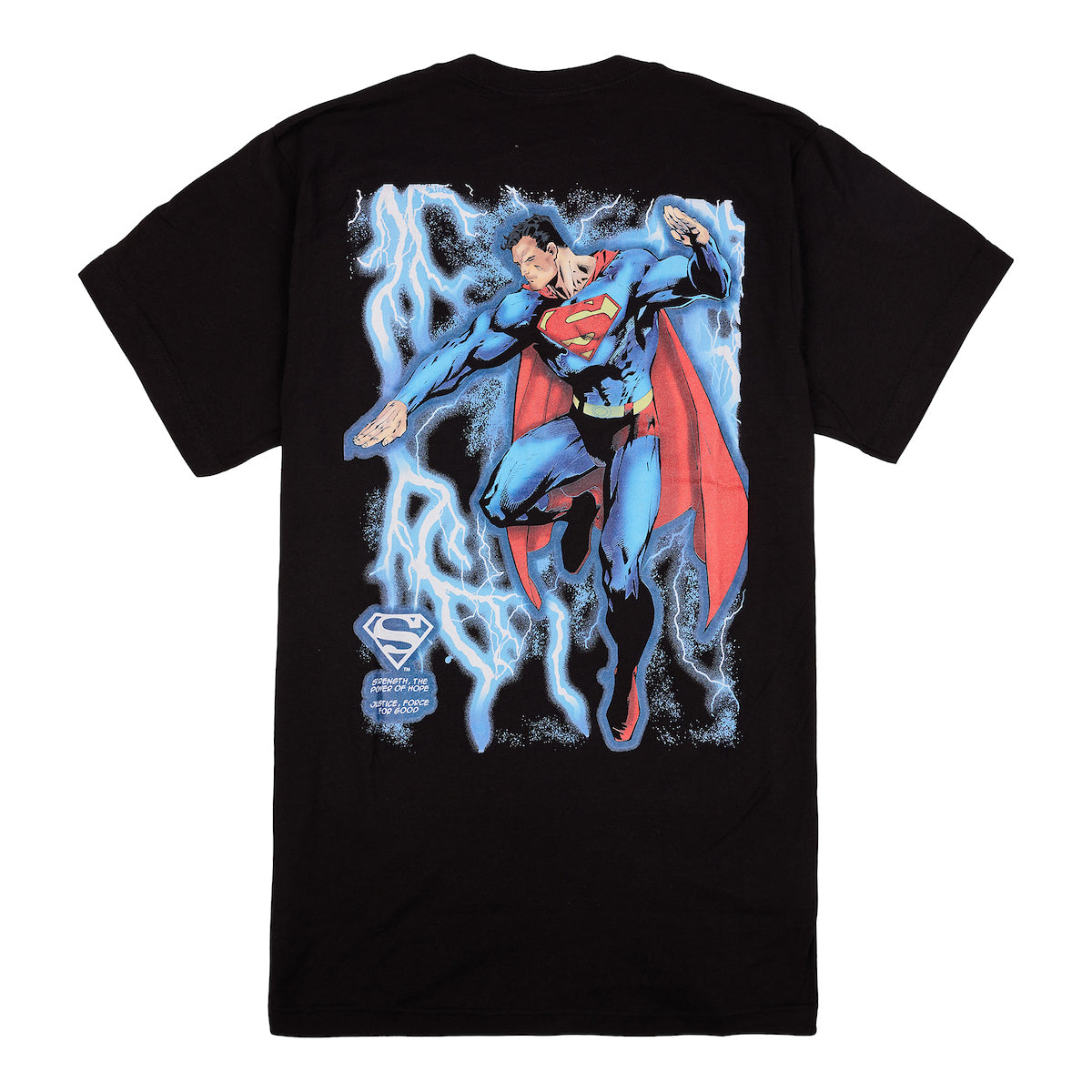 Superman Lightning Oversized Graphic Men's Black Crew Neck Short Sleeve T-shirt
