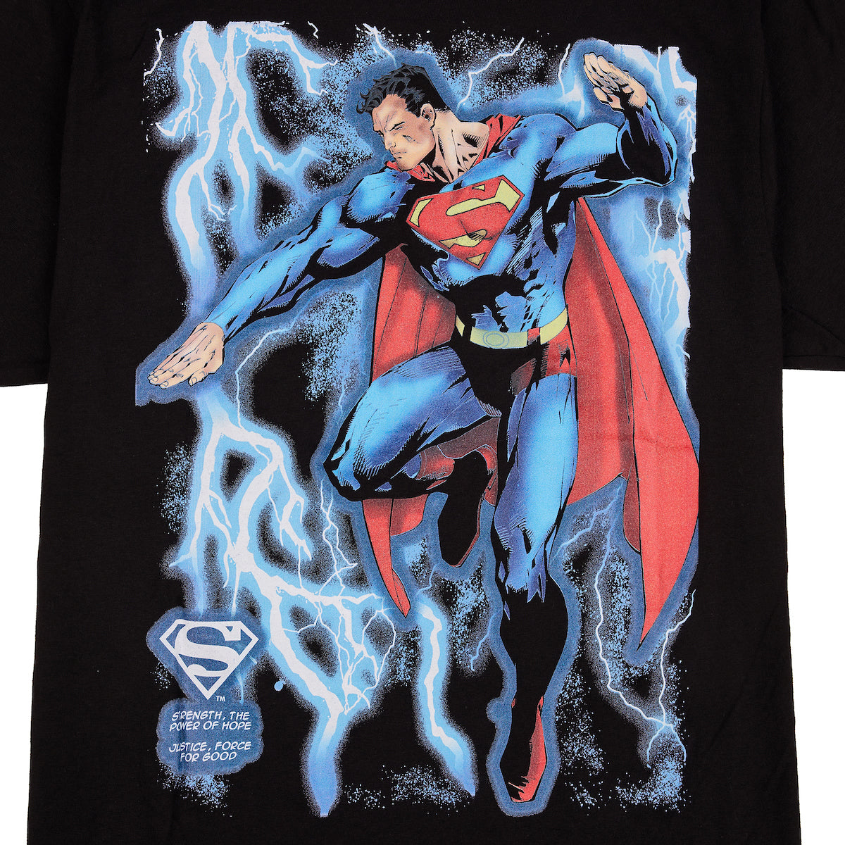 Superman Lightning Oversized Graphic Men's Black Crew Neck Short Sleeve T-shirt