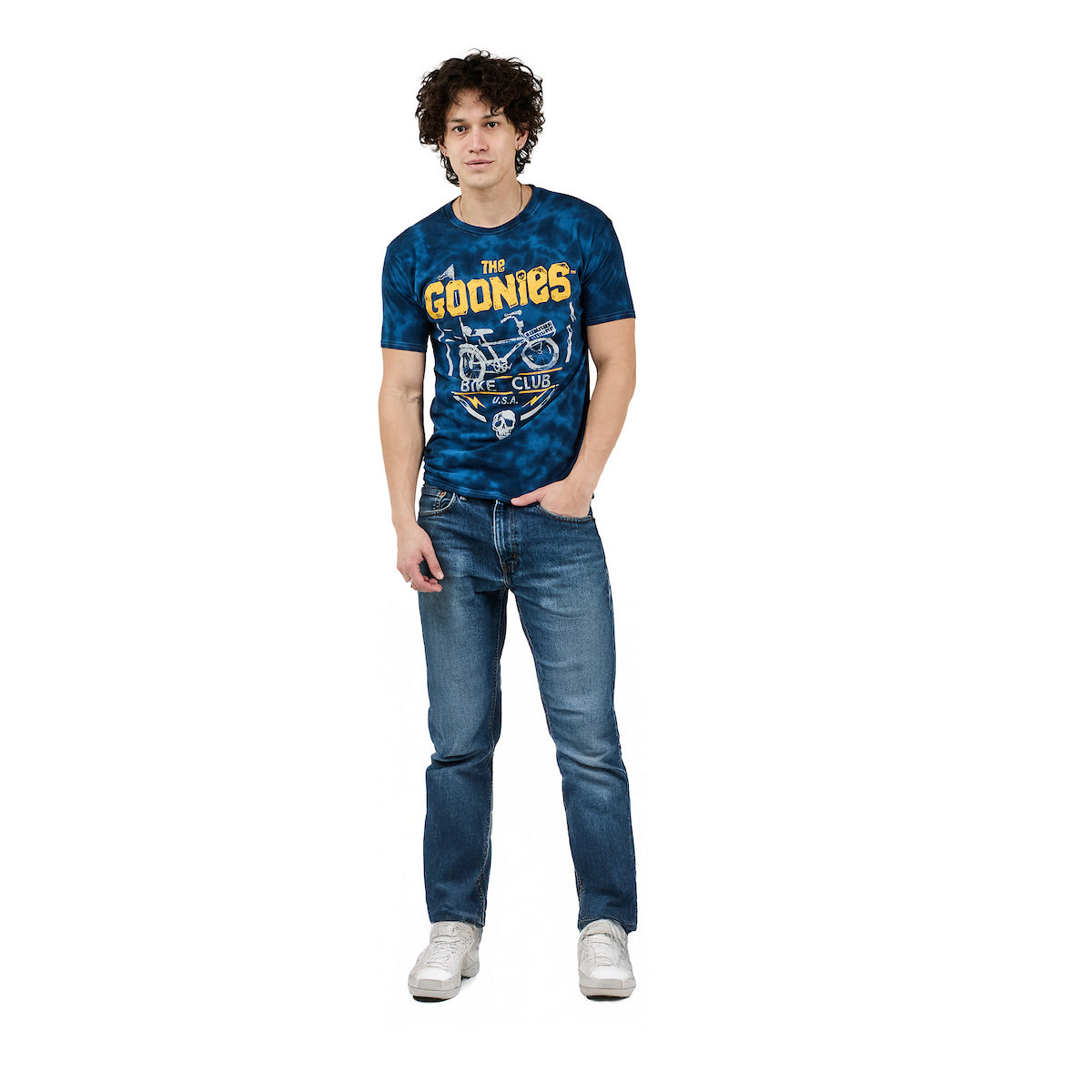 Goonies Bike Club Men's Navy Tie Dye Crew Neck Short Sleeve T-shirt