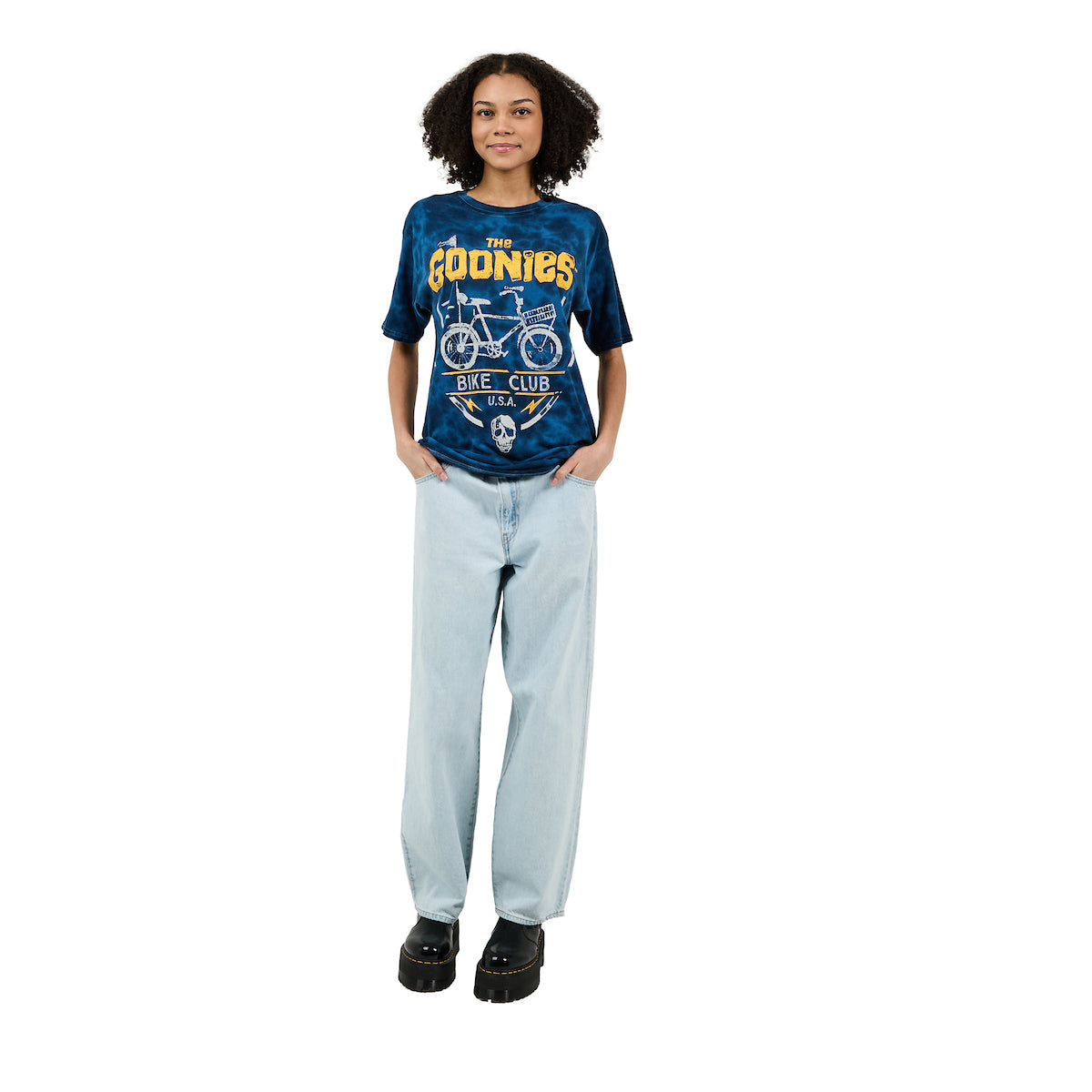 Goonies Bike Club Men's Navy Tie Dye Crew Neck Short Sleeve T-shirt