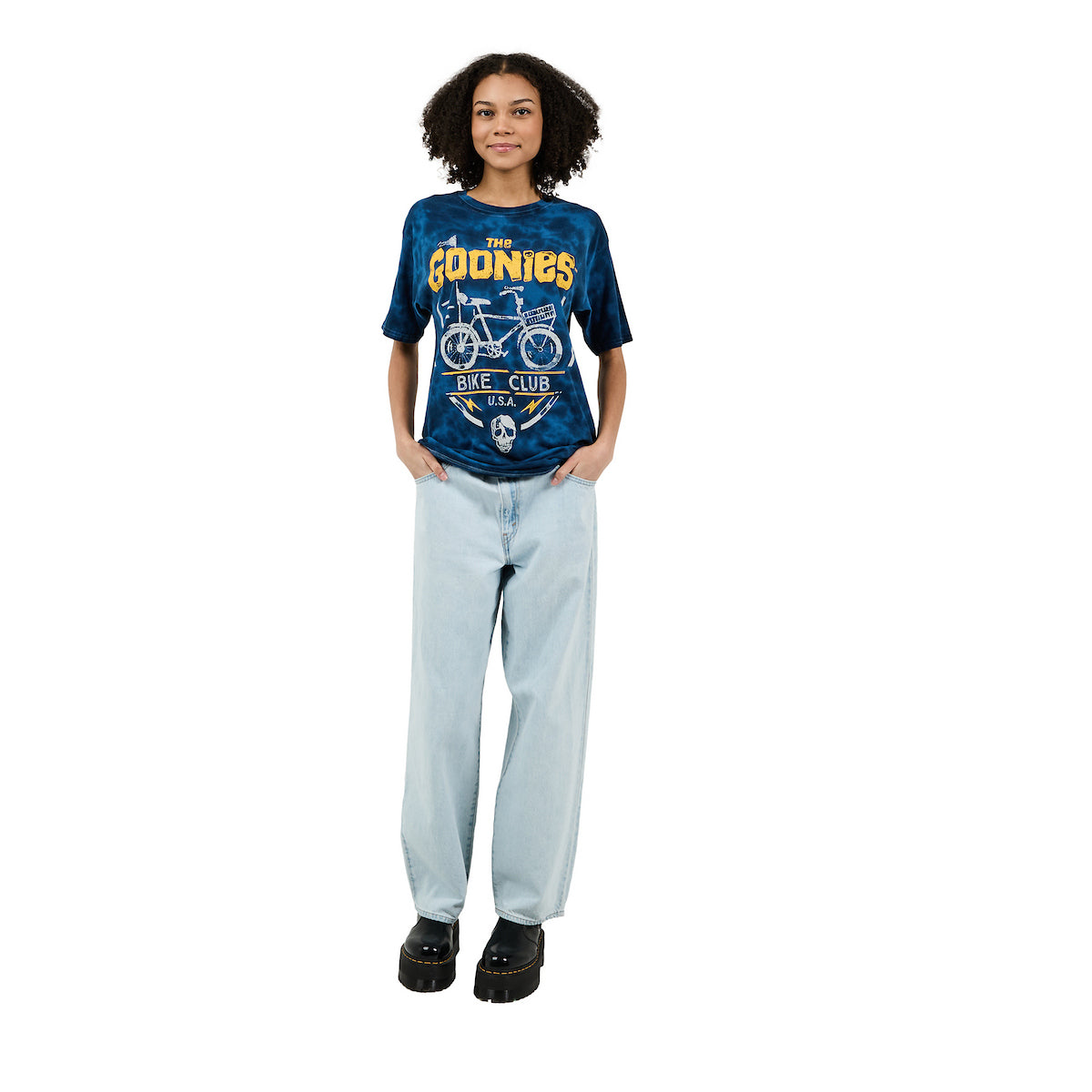 Goonies Bike Club Men's Navy Tie Dye Crew Neck Short Sleeve T-shirt