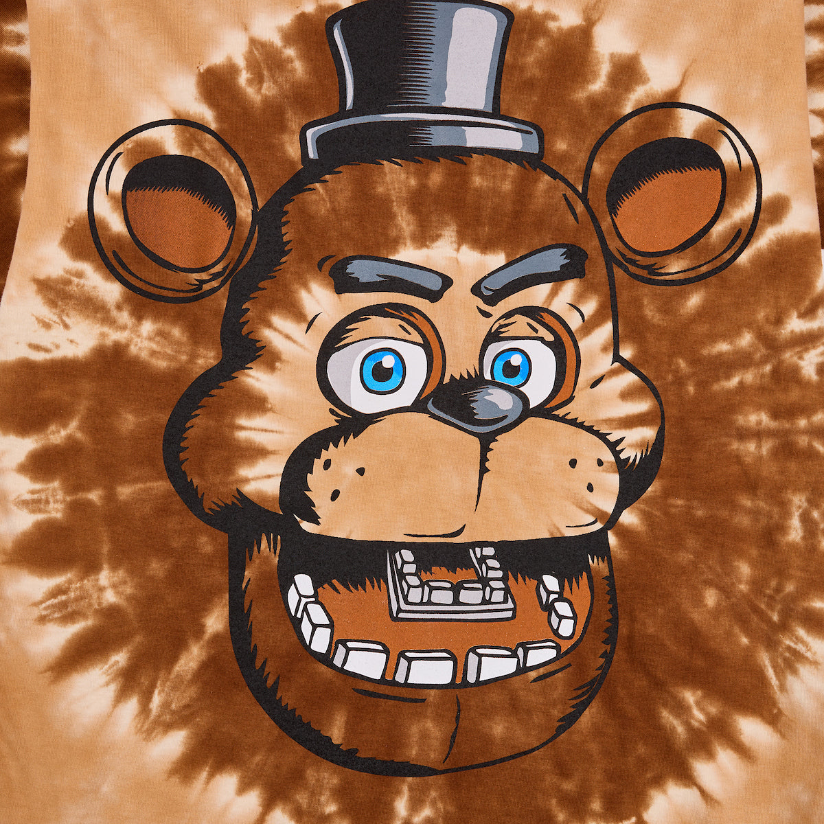 Five Nights At Freddy's Freddy Face Men's Brown Spiral Tie-Dye Crew Neck Short Sleeve T-shirt