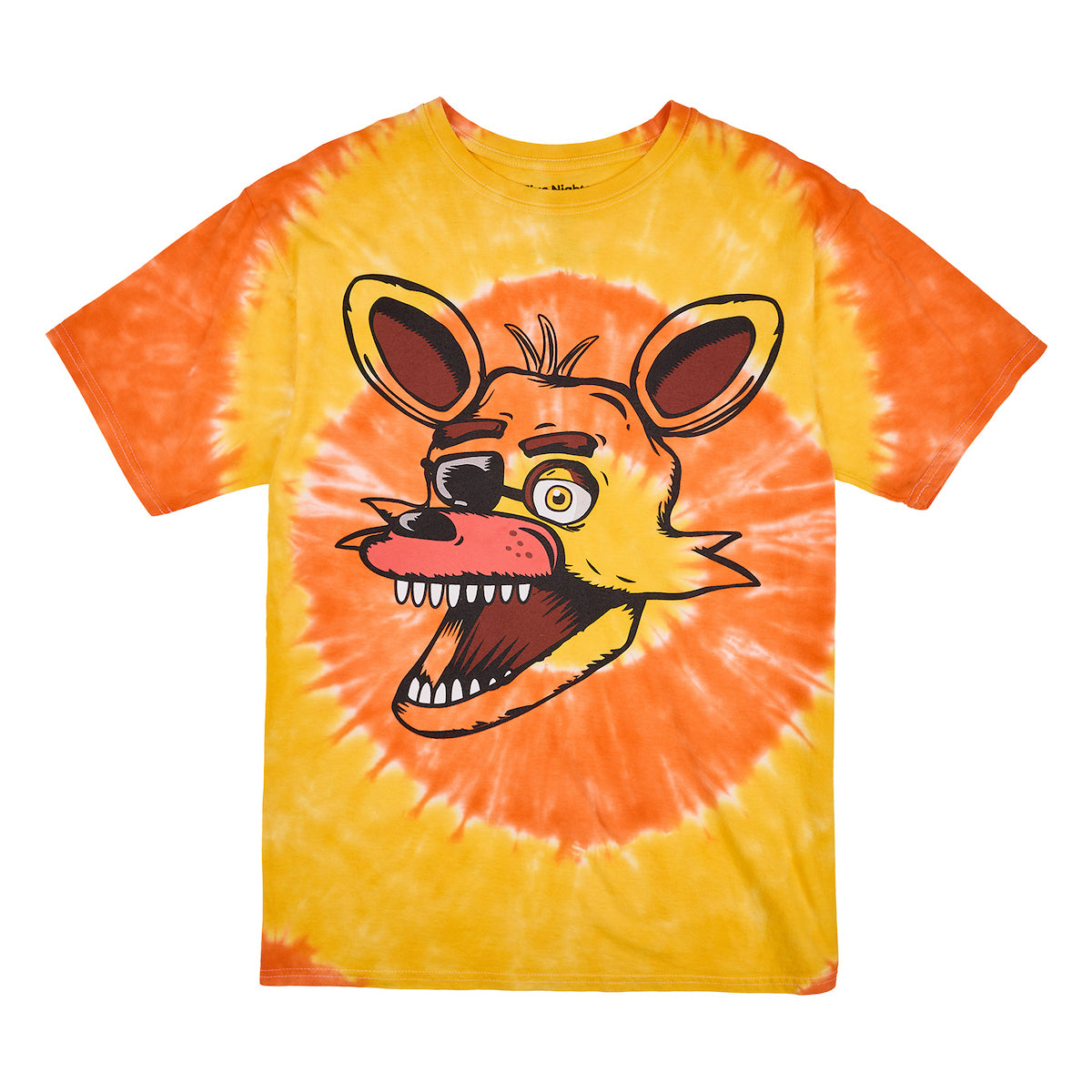 Five Nights At Freddy's Foxy Face Men's Orange Spiral Tie-Dye Crew Neck Short Sleeve T-shirt