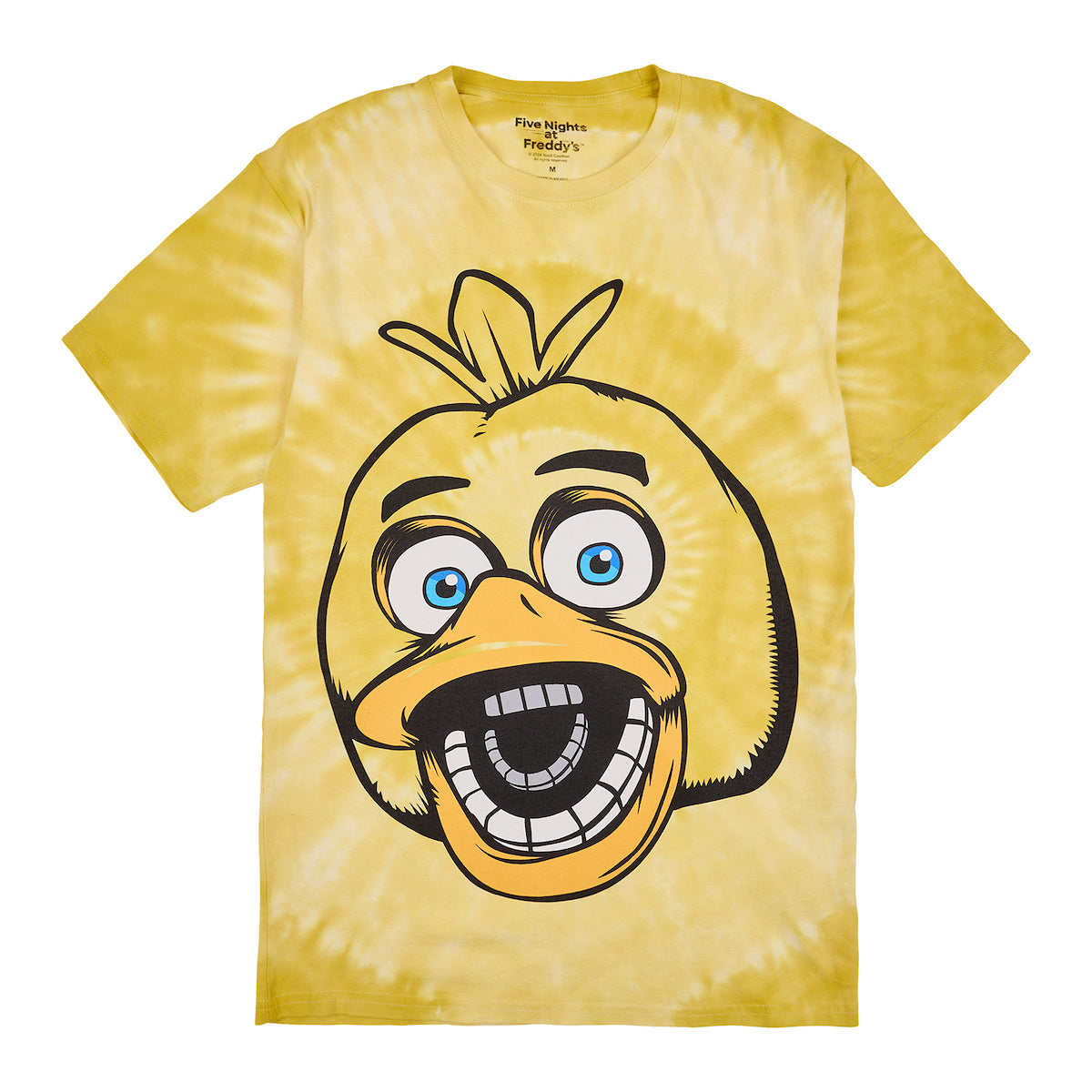 Five Nights At Freddy's Chica Men's Yellow Spiral Tie-Dye Crew Neck Short Sleeve T-shirt