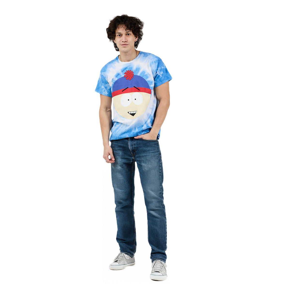 South Park Stan Marsh Men's Blue Spiral Tie Dye Short Sleeve Tee