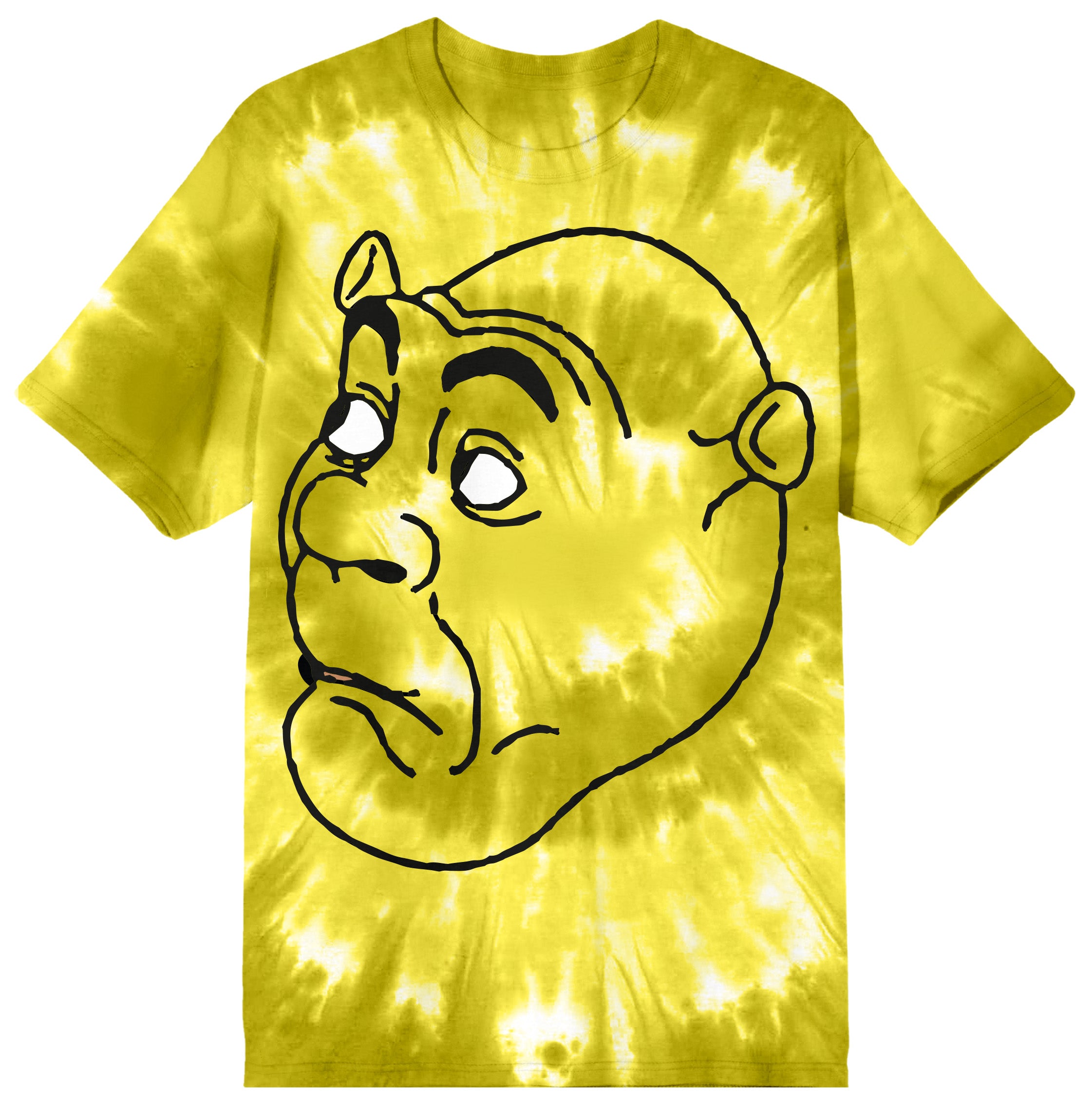 Shrek Big Face Adult Green Spiral Tie-Dye Crew Neck Short Sleeve T-shirt