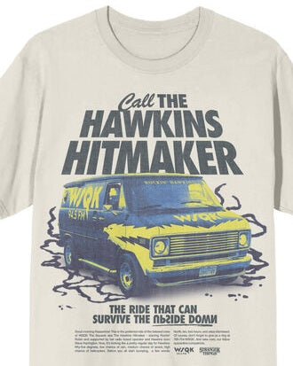 Stranger Things Call the Hawkins Hitmaker Oversized Men's Natural Short Sleeve Tee
