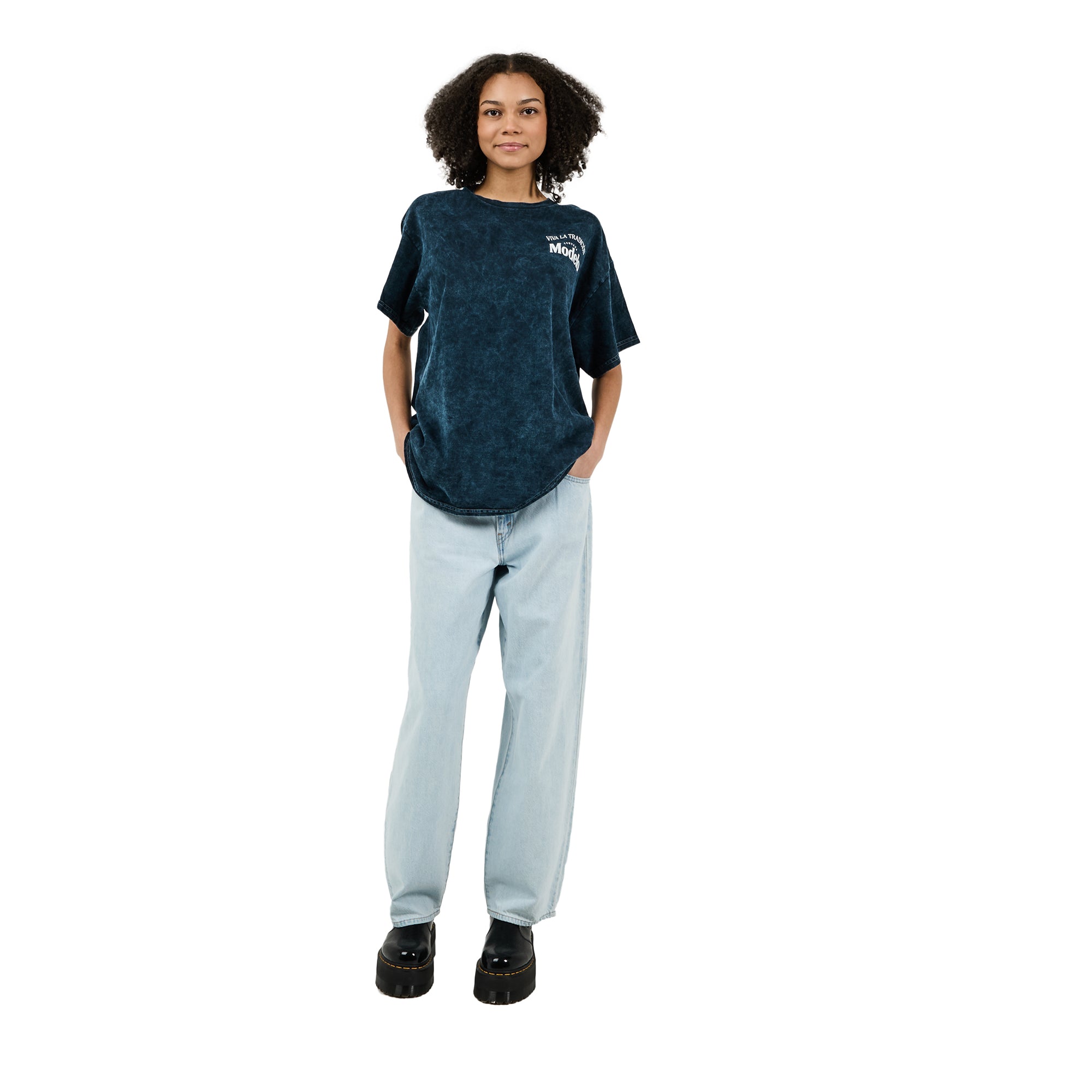Modelo Cheers Men's Navy Blue Cloud Wash Double-Sided Short Sleeve Tee