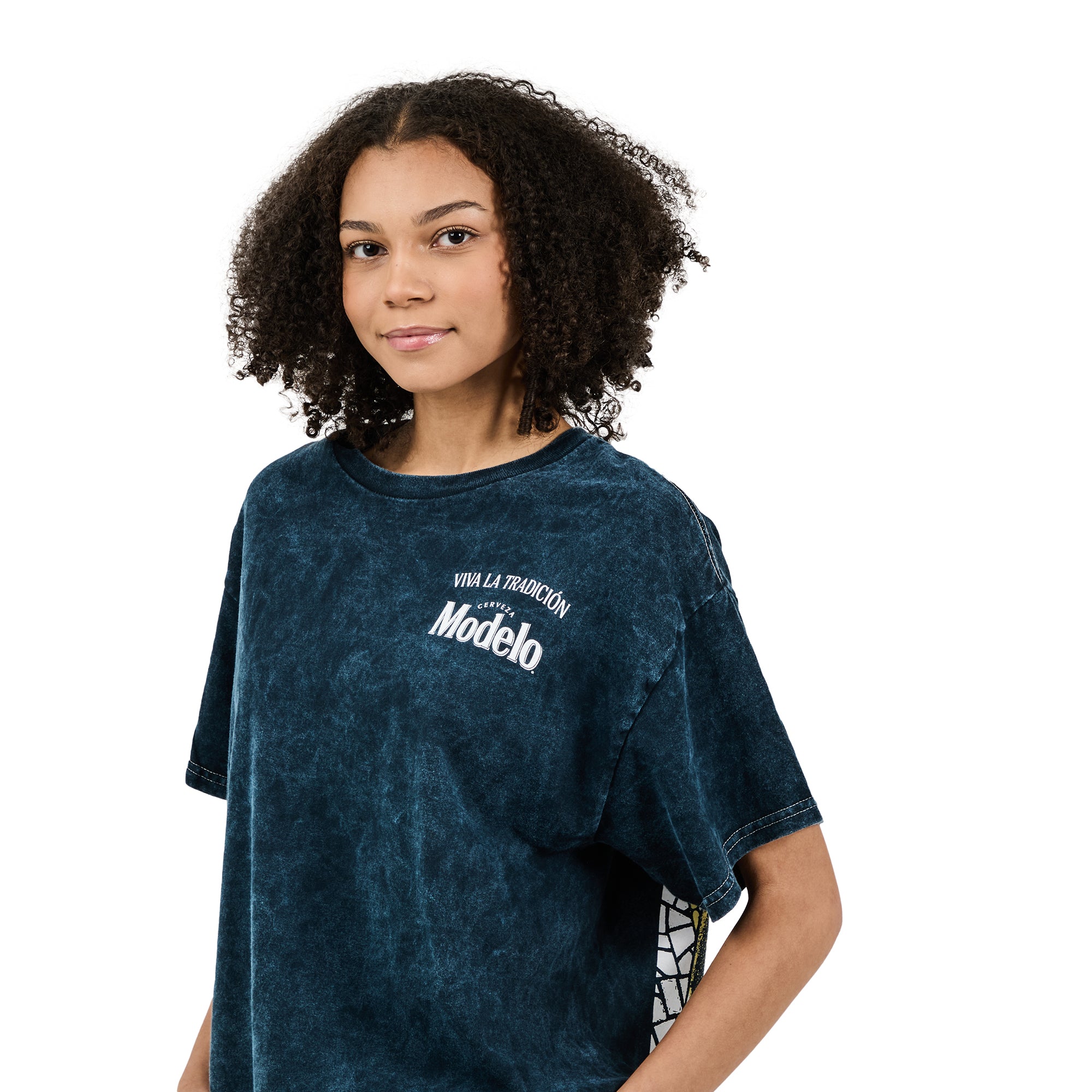 Modelo Cheers Men's Navy Blue Cloud Wash Double-Sided Short Sleeve Tee