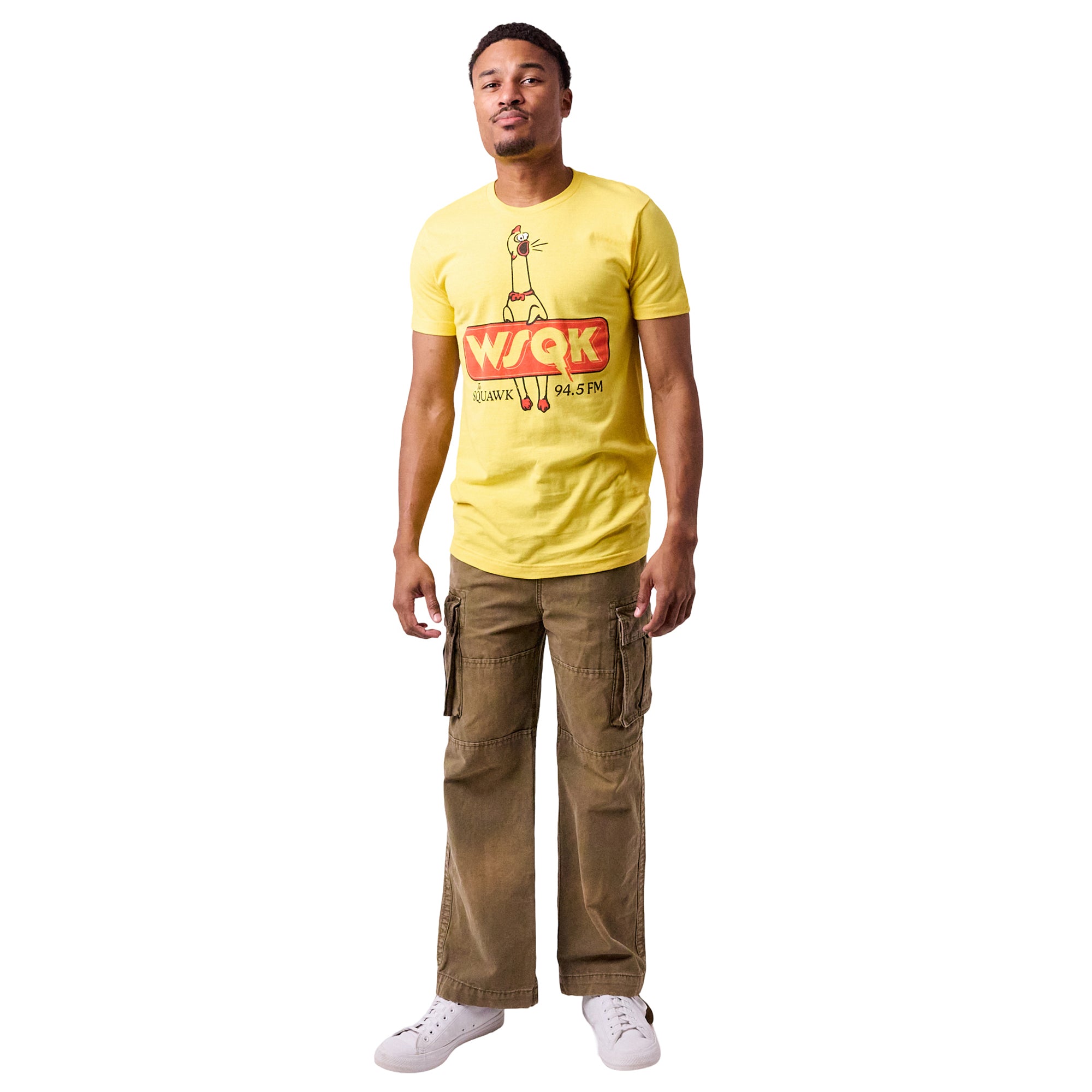 Stranger Things WSQK 94.5 FM Radio promo on Yellow Short Sleeve Tee