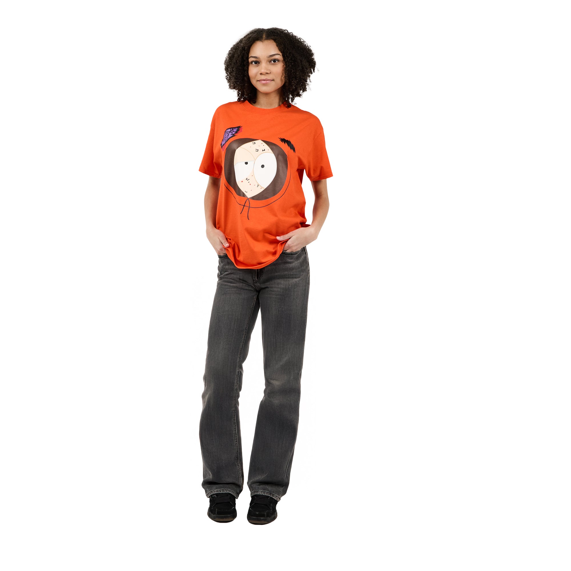 South Park Dead Kenny Big Face Adult Orange Crew Neck Short Sleeve T-shirt