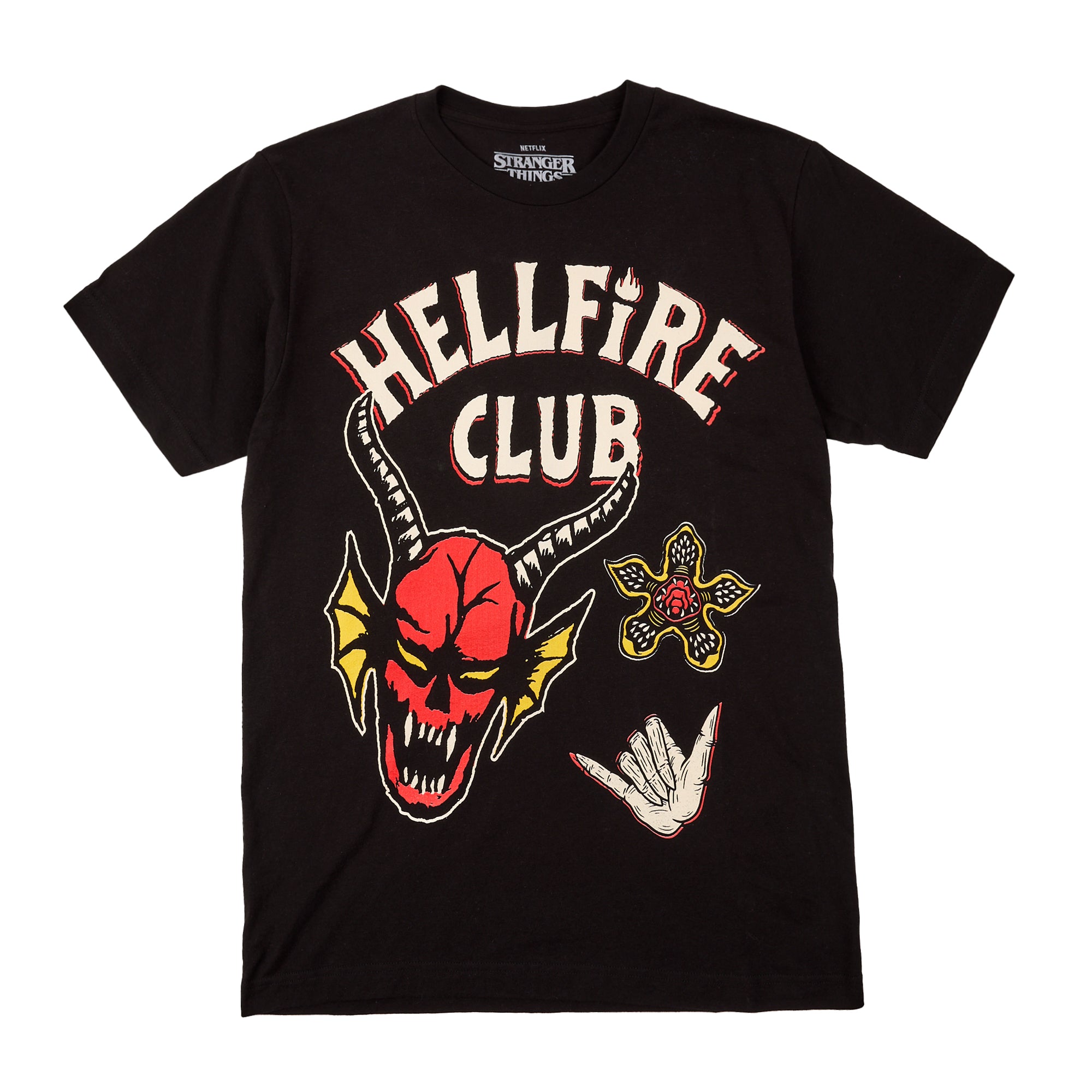 Stranger Things Hellfire Club Icons Men's Black Crew Neck Short Sleeve T-shirt