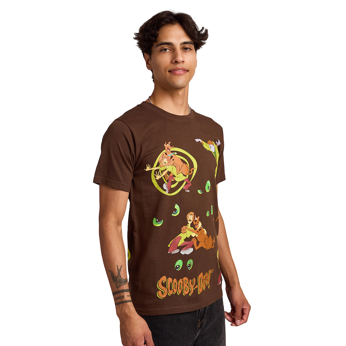 Scooby Doo Scooby Shaggy & Monsters Front & Back Art Men's Black Crew Neck Short Sleeve T-shirt