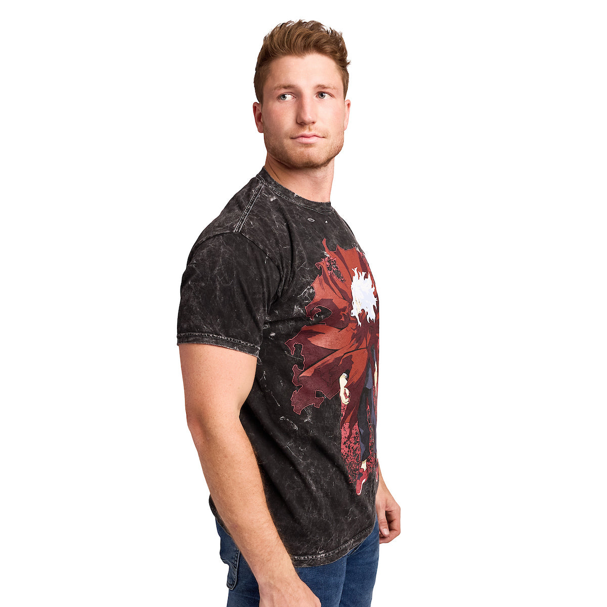 My Hero Academia Tomura Shigaraki Men's Black Mineral Wash Oversized Crew Neck Short Sleeve T-shirt