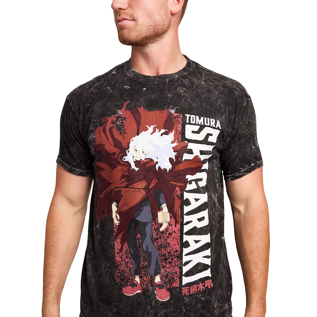 My Hero Academia Tomura Shigaraki Men's Black Mineral Wash Oversized Crew Neck Short Sleeve T-shirt