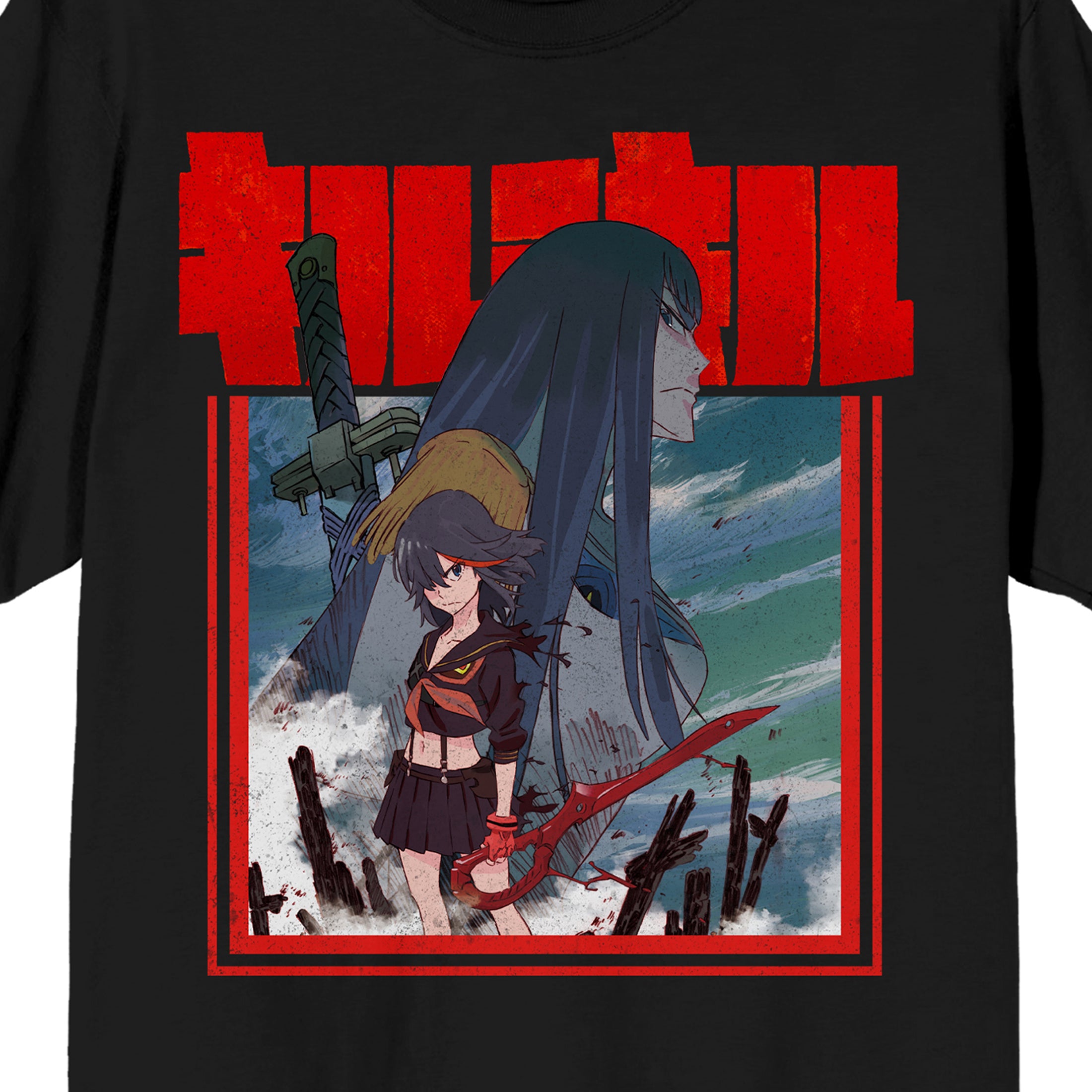 Kill La Kill Ryuko & Satsuki Adult Black Crew Neck Short Sleeve T-shirt