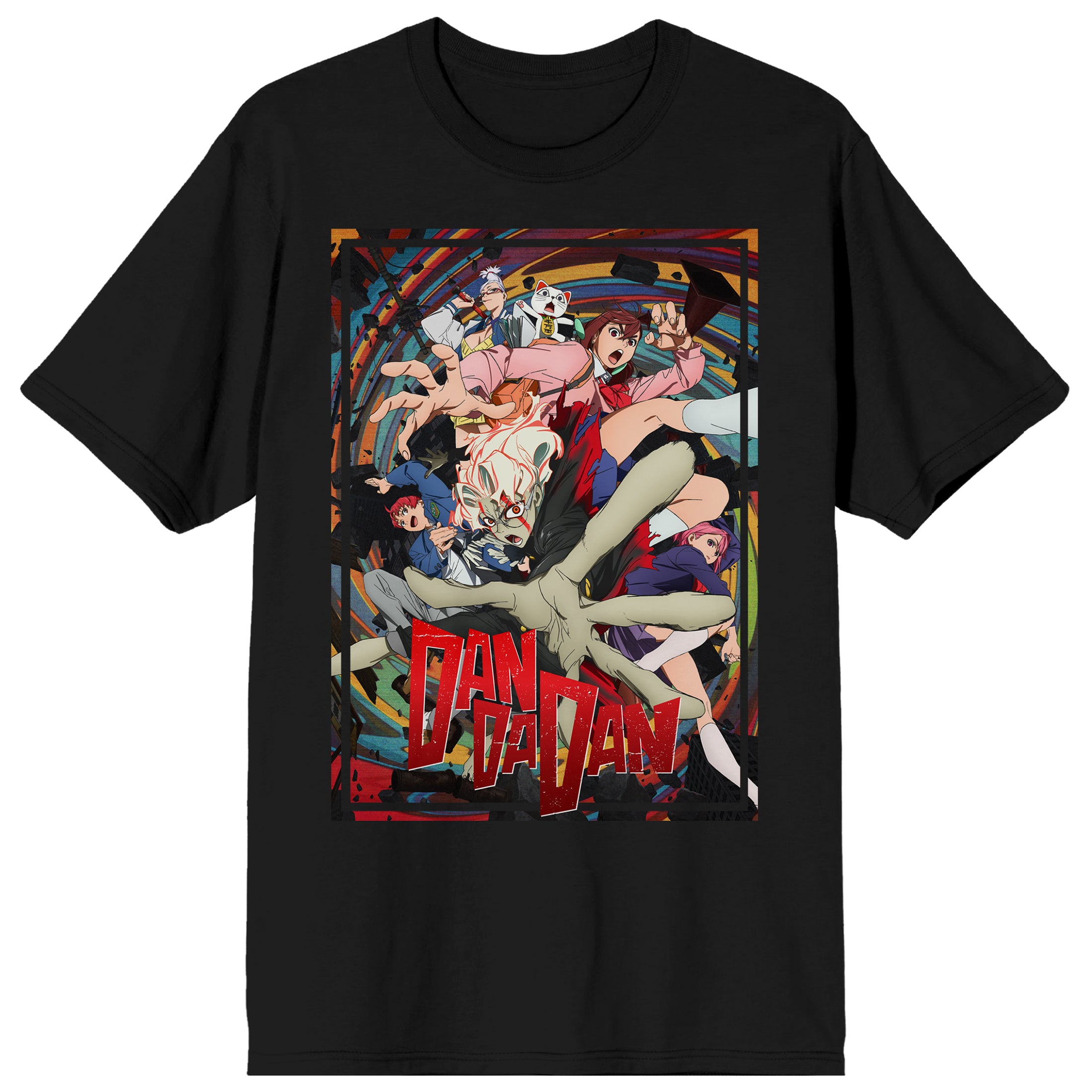Dandadan Random Debris Adult Black Crew Neck Short Sleeve Tee