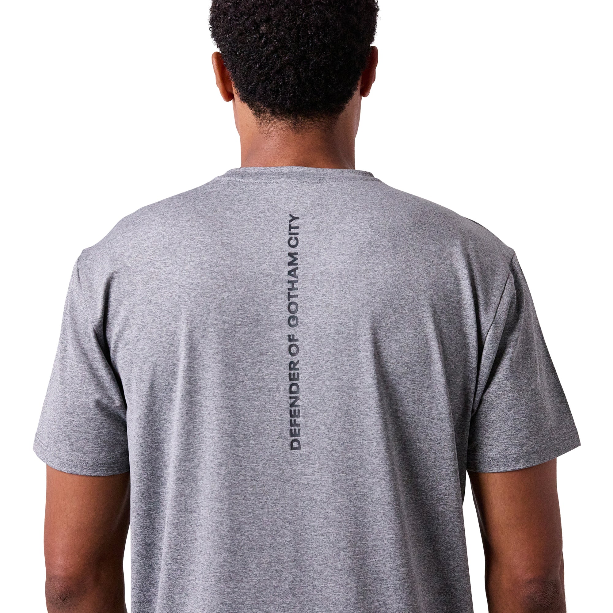 Batman Defender Of Gotham City Logo Men's Athletic Heather Crew Neck Short Sleeve Gym Performance Tee Shirt